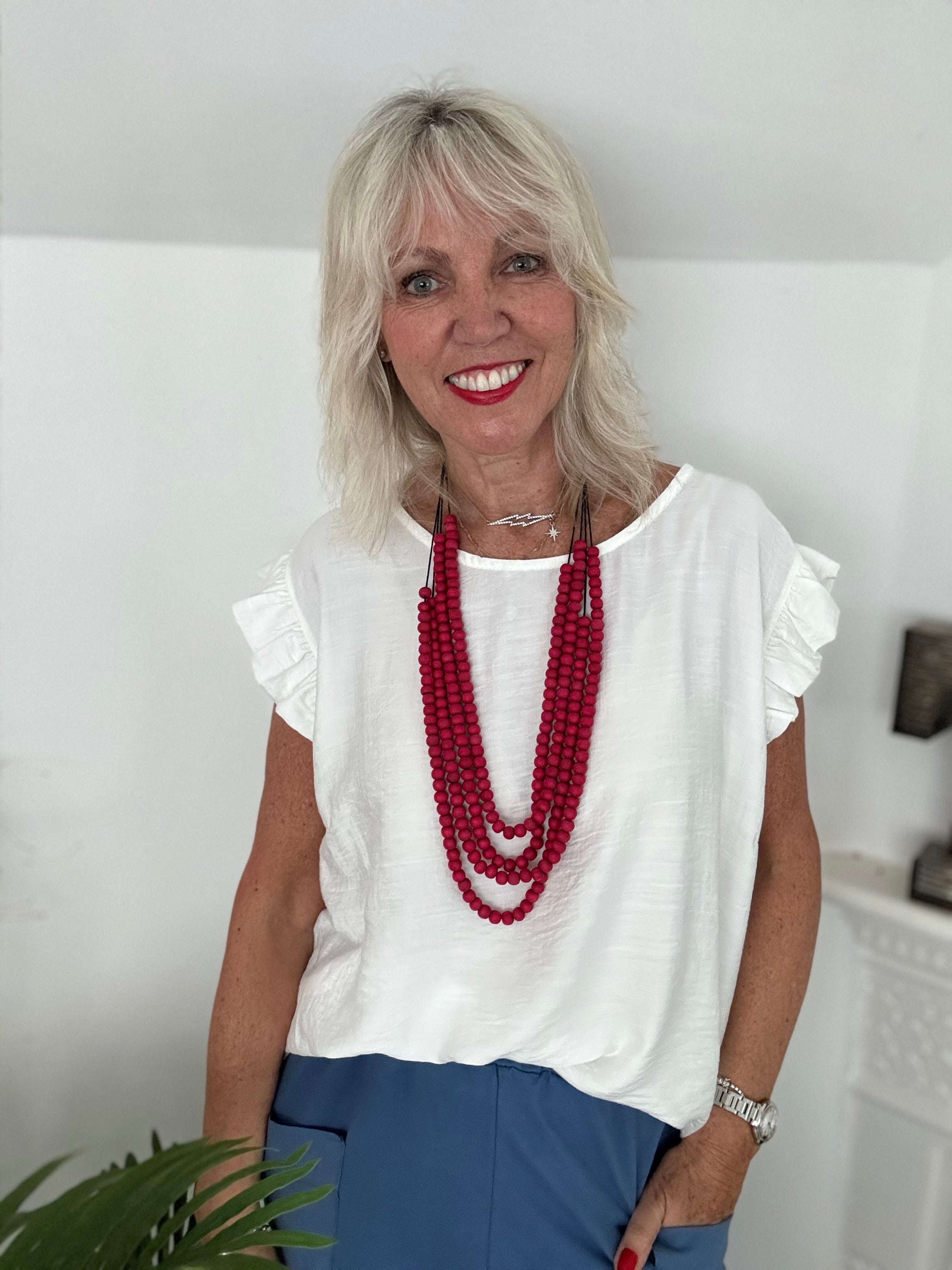 Layered Necklace in Raspberry Beads