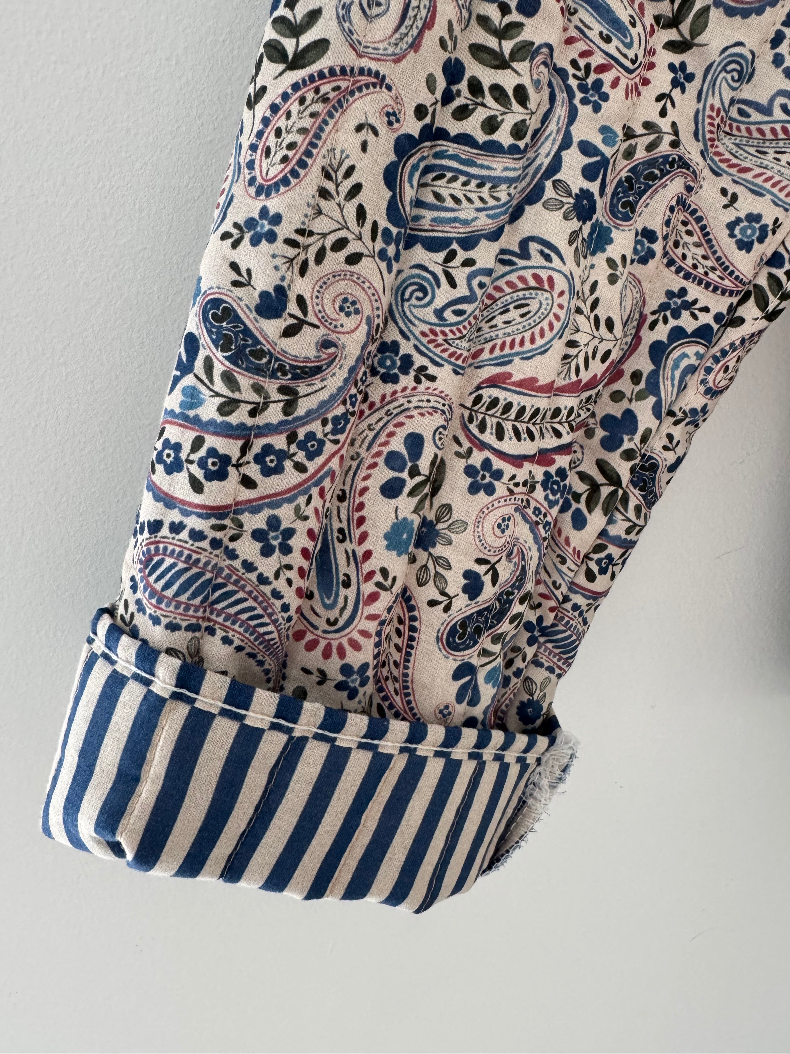 Luxe Quilted Jacket in Blue Paisley