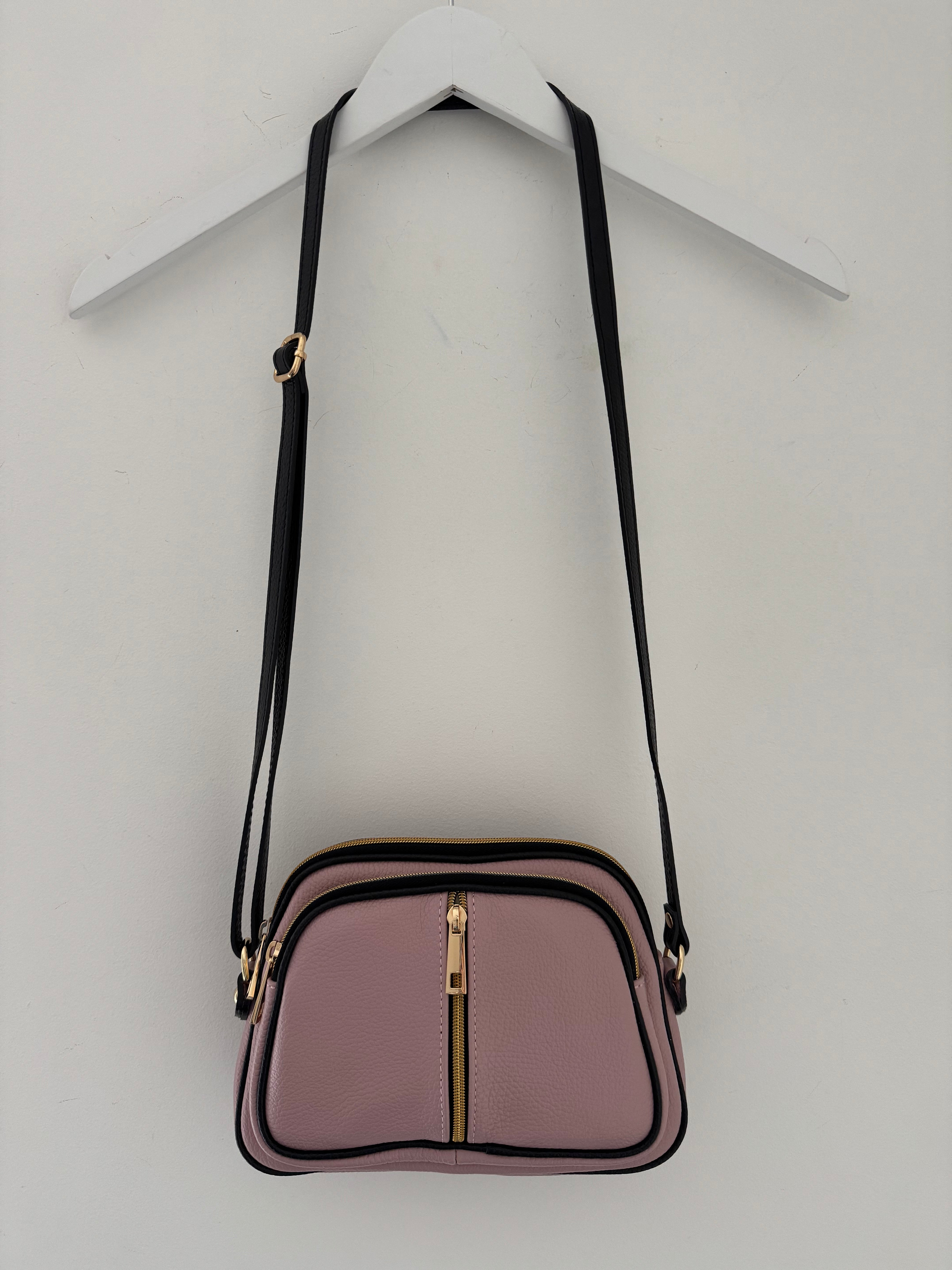 Leather Crossbody Bag in Soft Pink