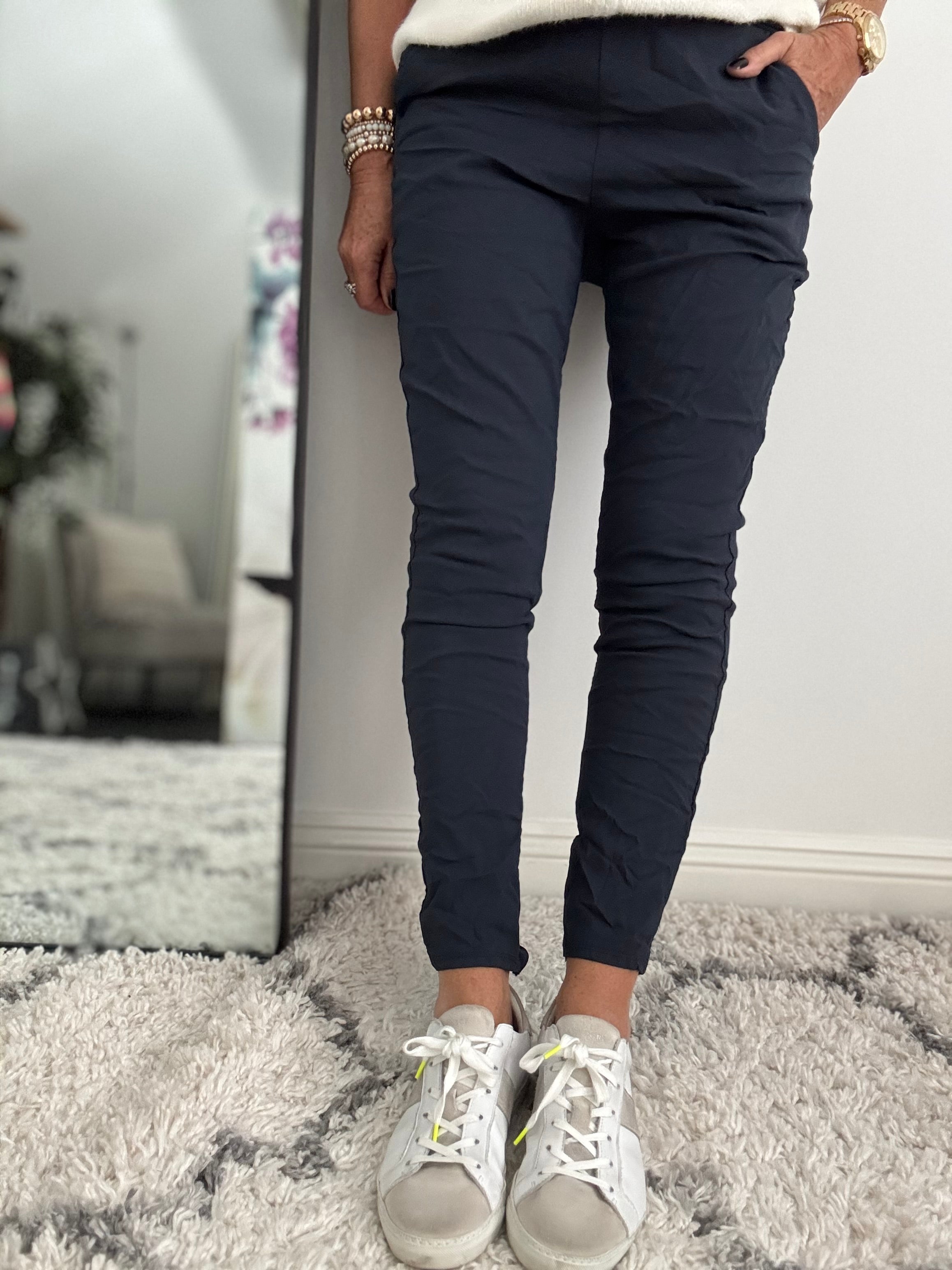 Super Stretch Joggers with Sparkly Tie in Ink