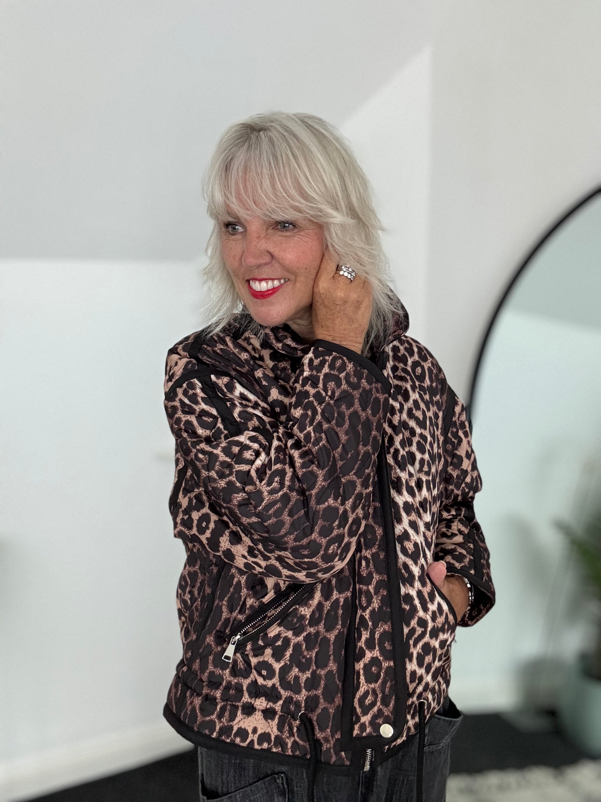 Luxe Quilted Jacket in Leopard