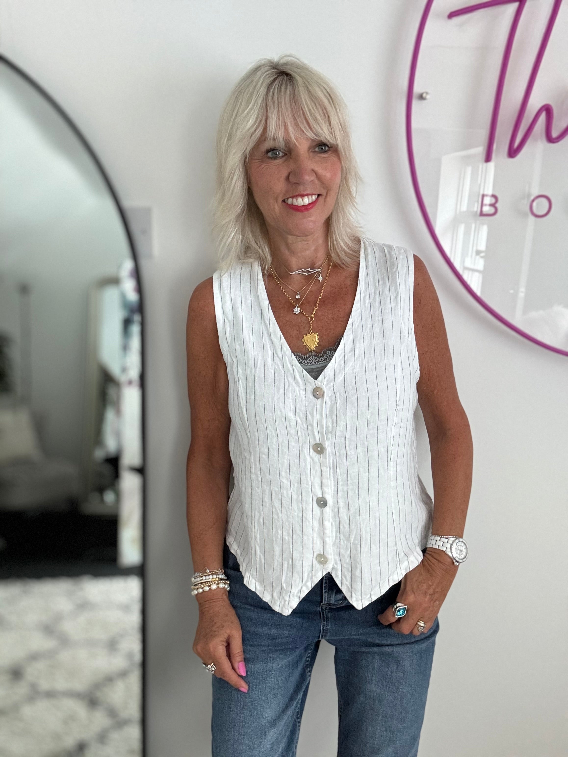 Luxe Ribbed Vest in Grey