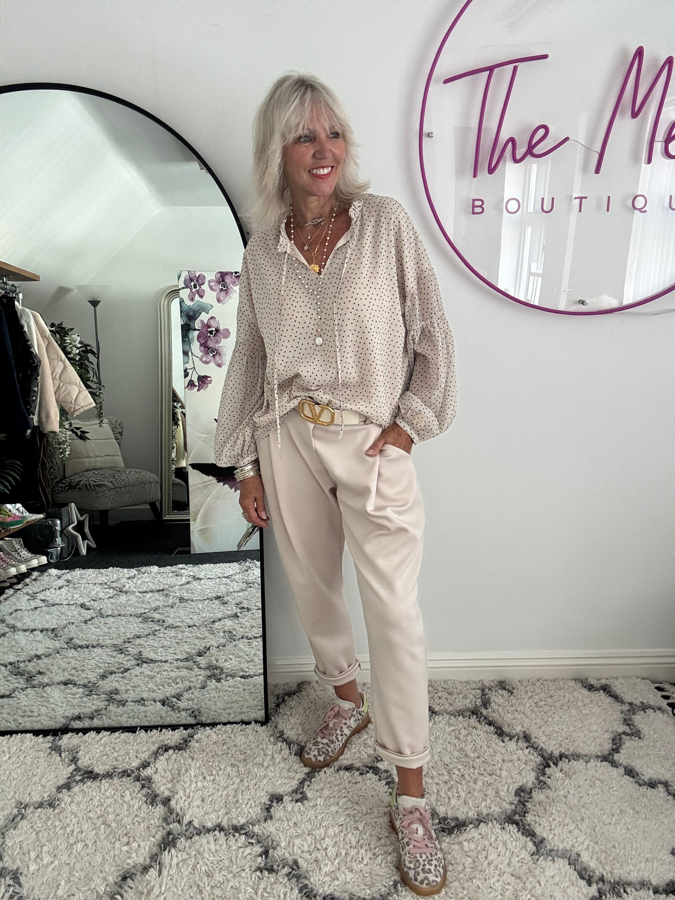 Polkadot Blouse in Ecru