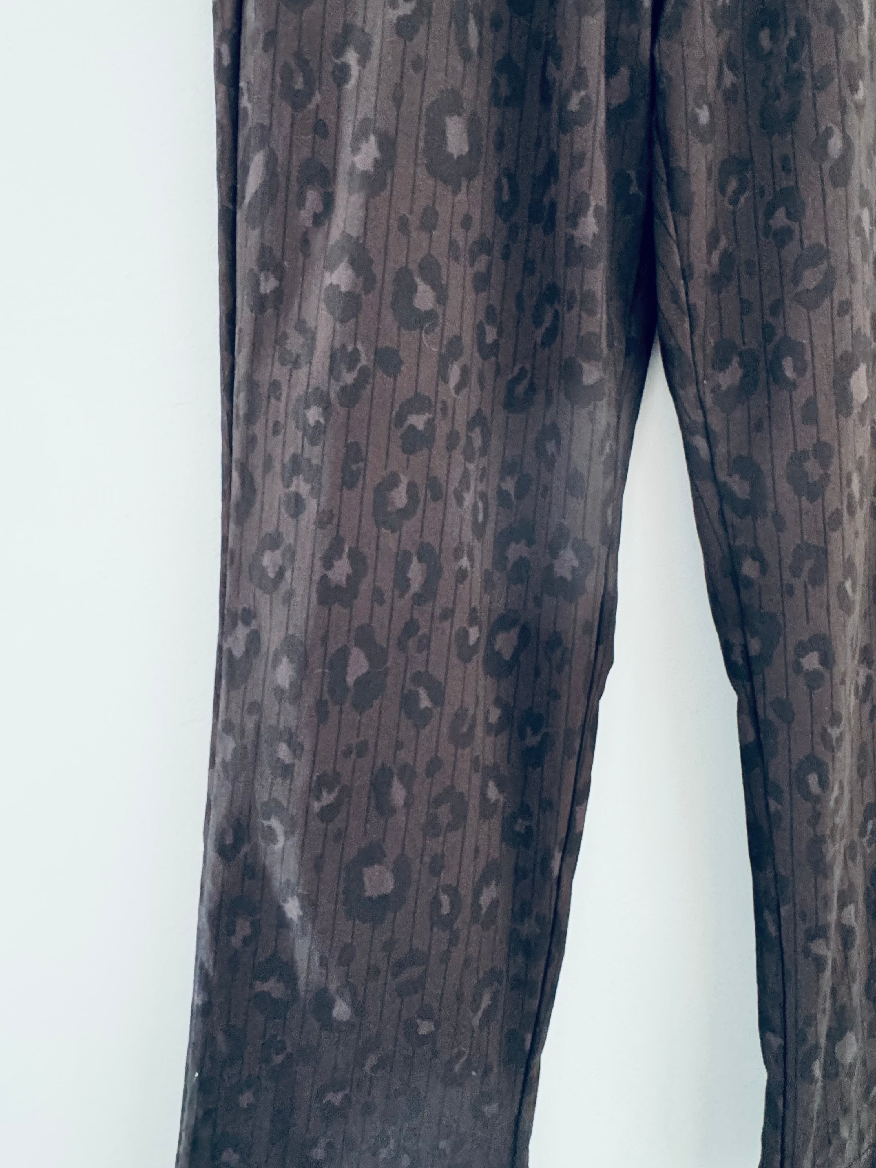 Leopard & Stripe Stretch Joggers in Chocolate Brown