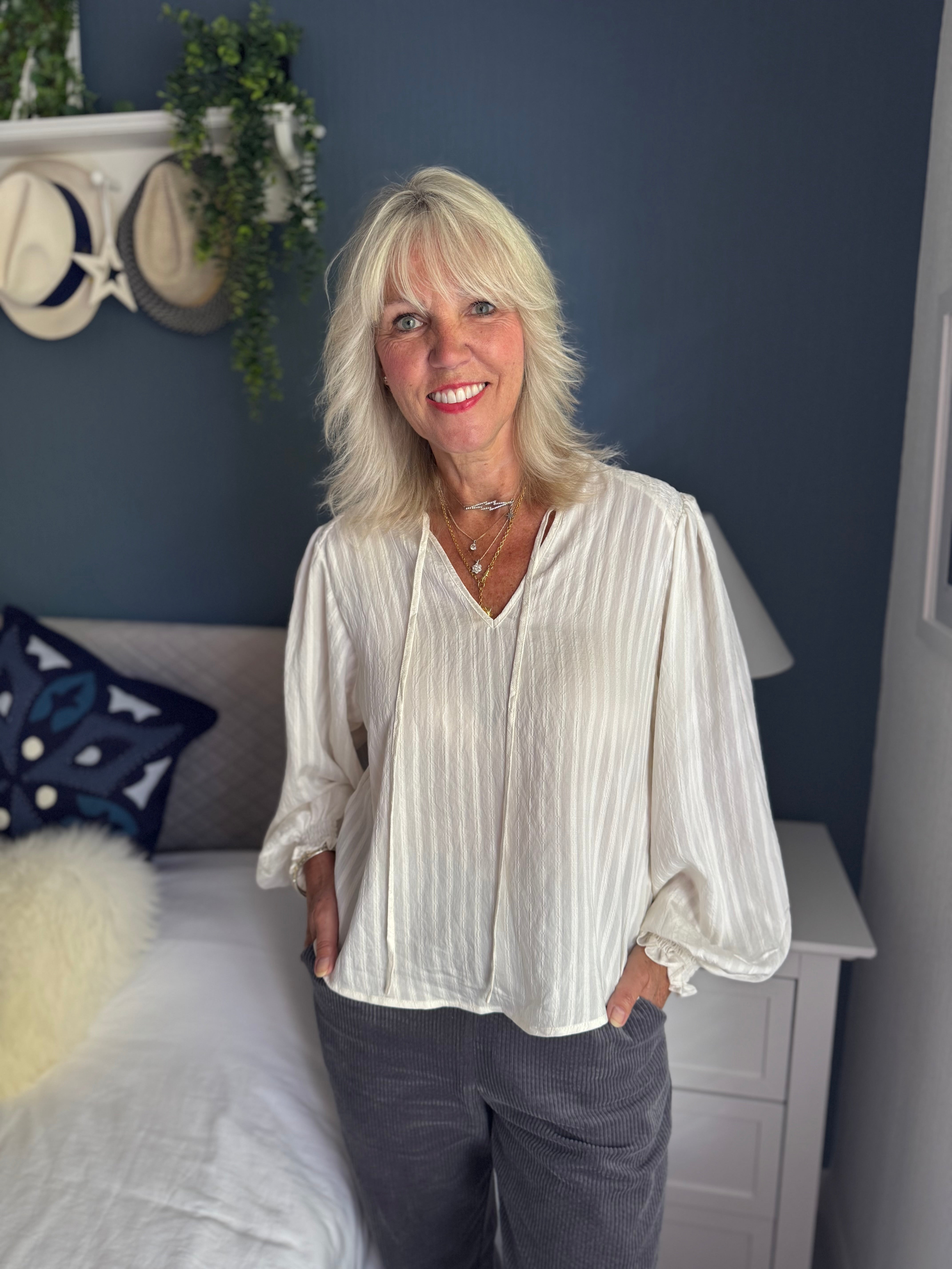 Luxe Silky Blouse in Vanilla
