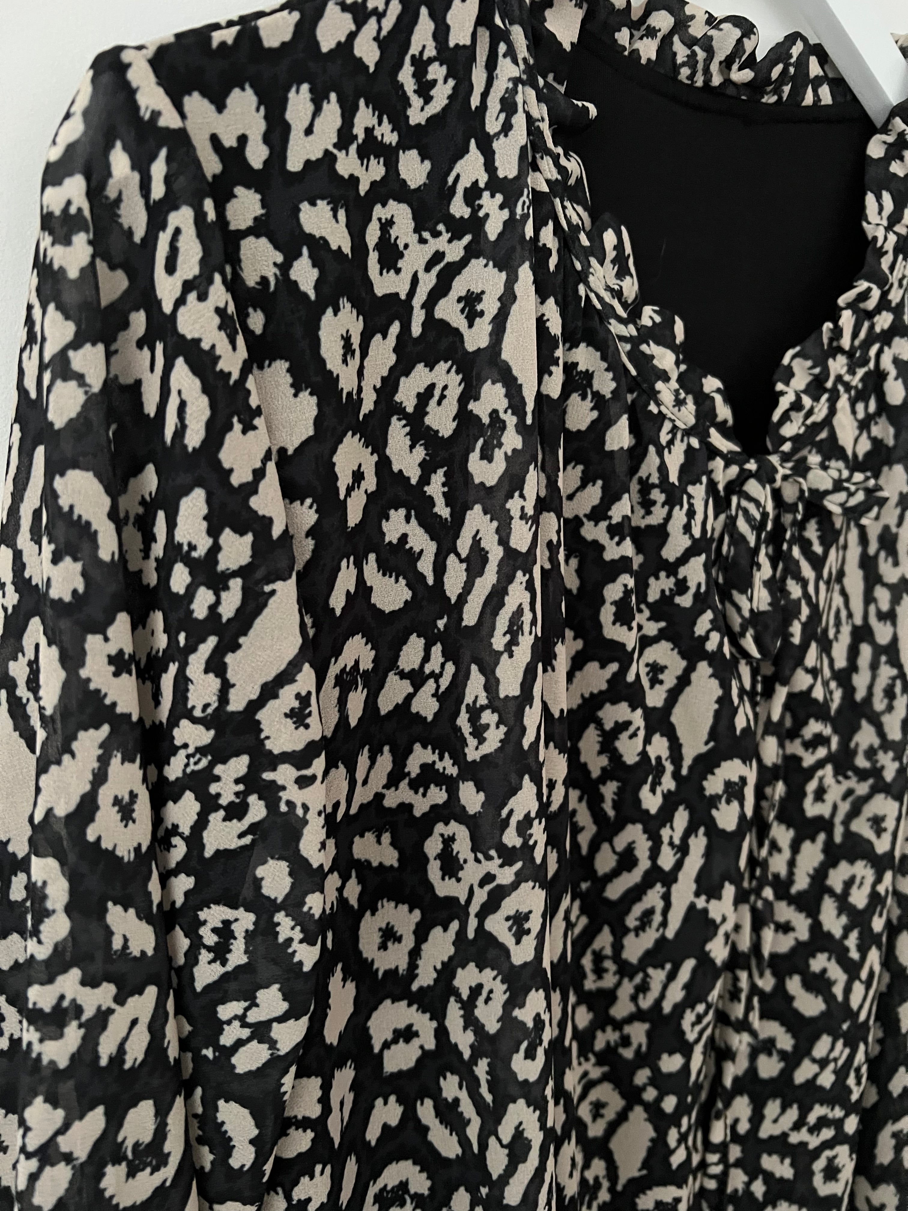 Leopard Print Blouse in Black & Stone