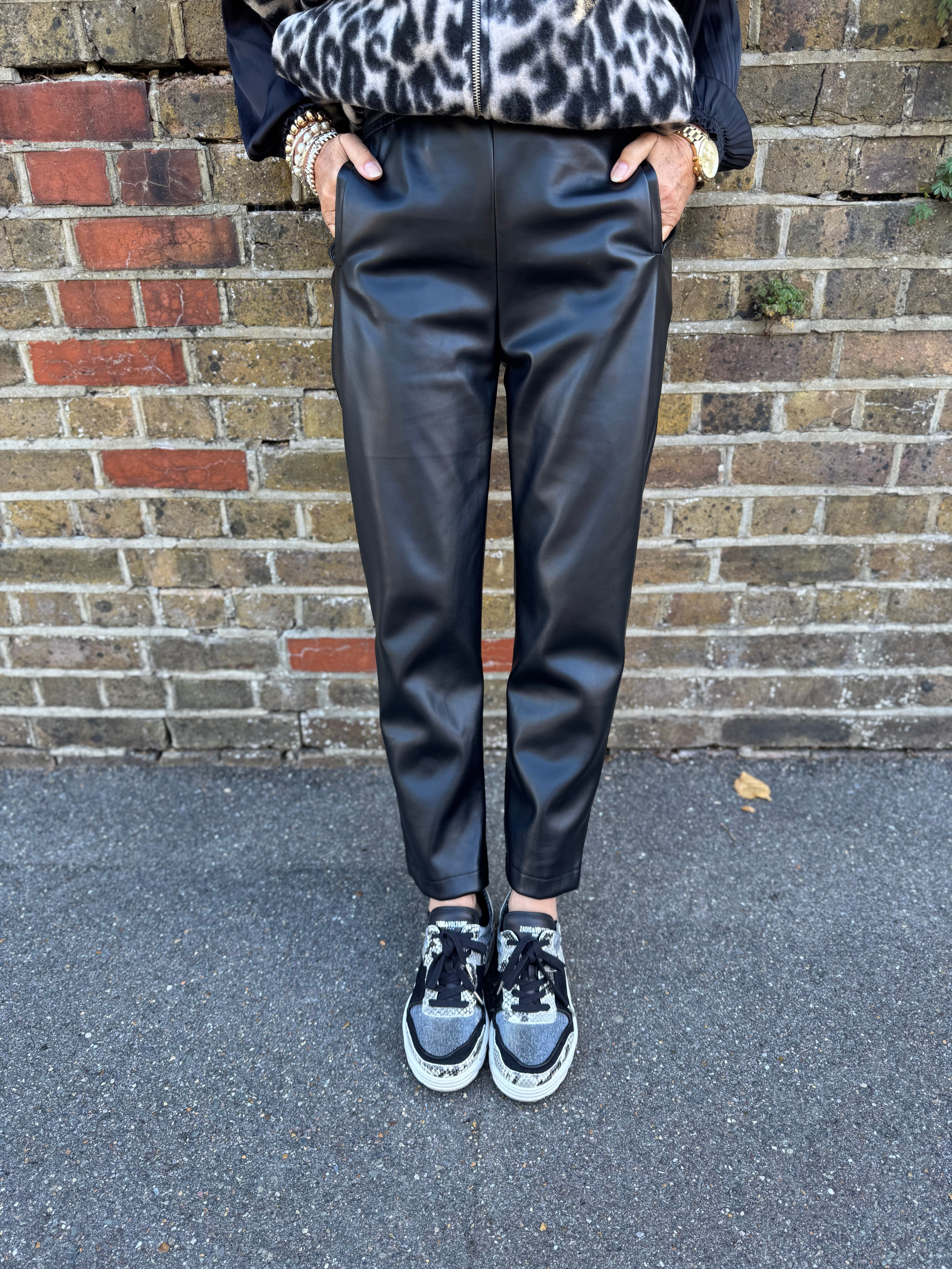 Luxe Vegan Leather Trousers in Black