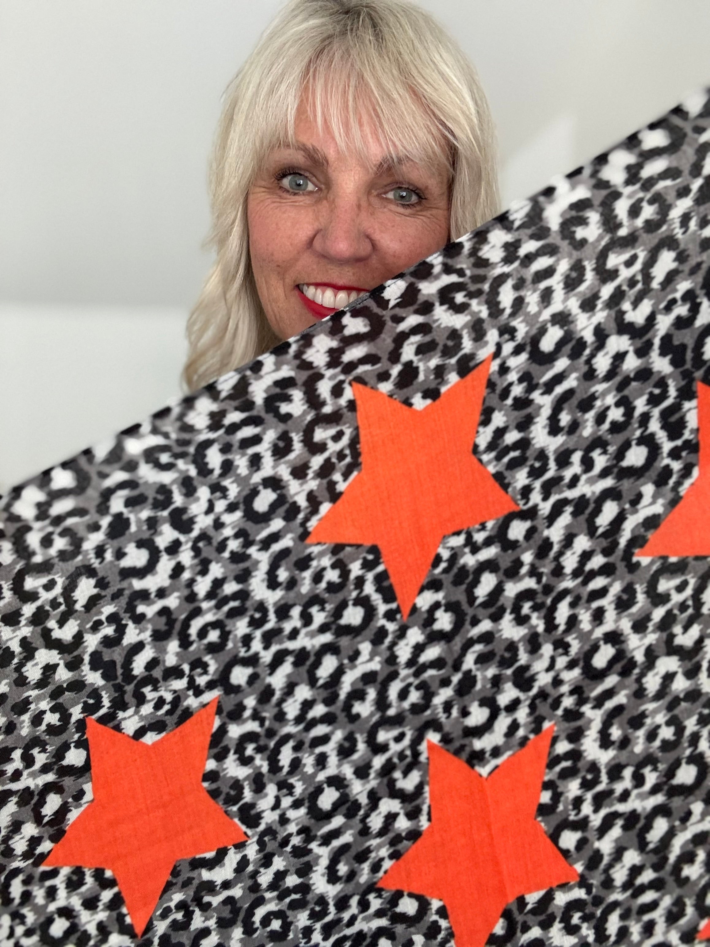 Leopard Scarf with Orange Stars