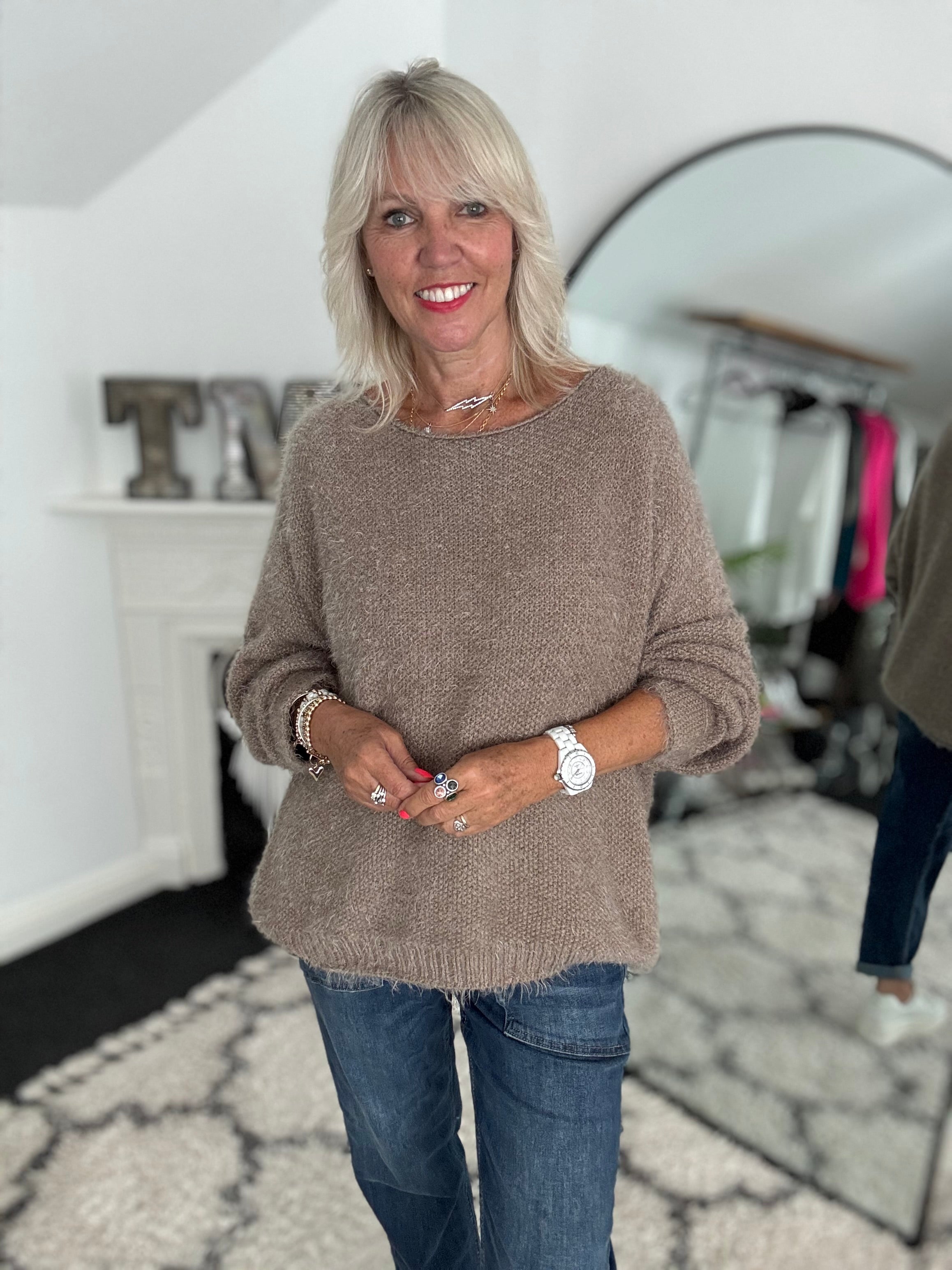 Luxe Fluffy Jumper in Mocha