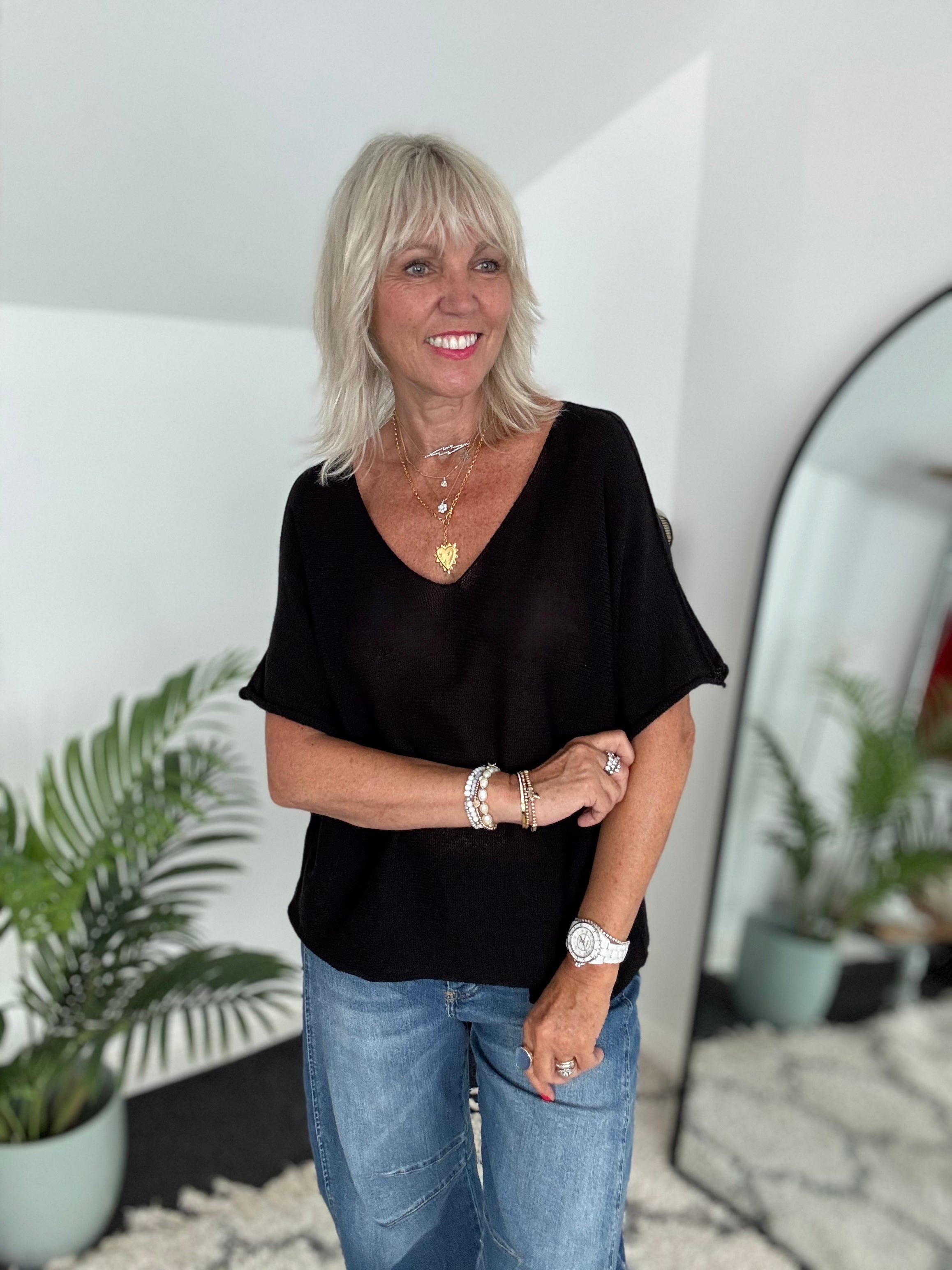 Lightweight Cotton Knit in Black