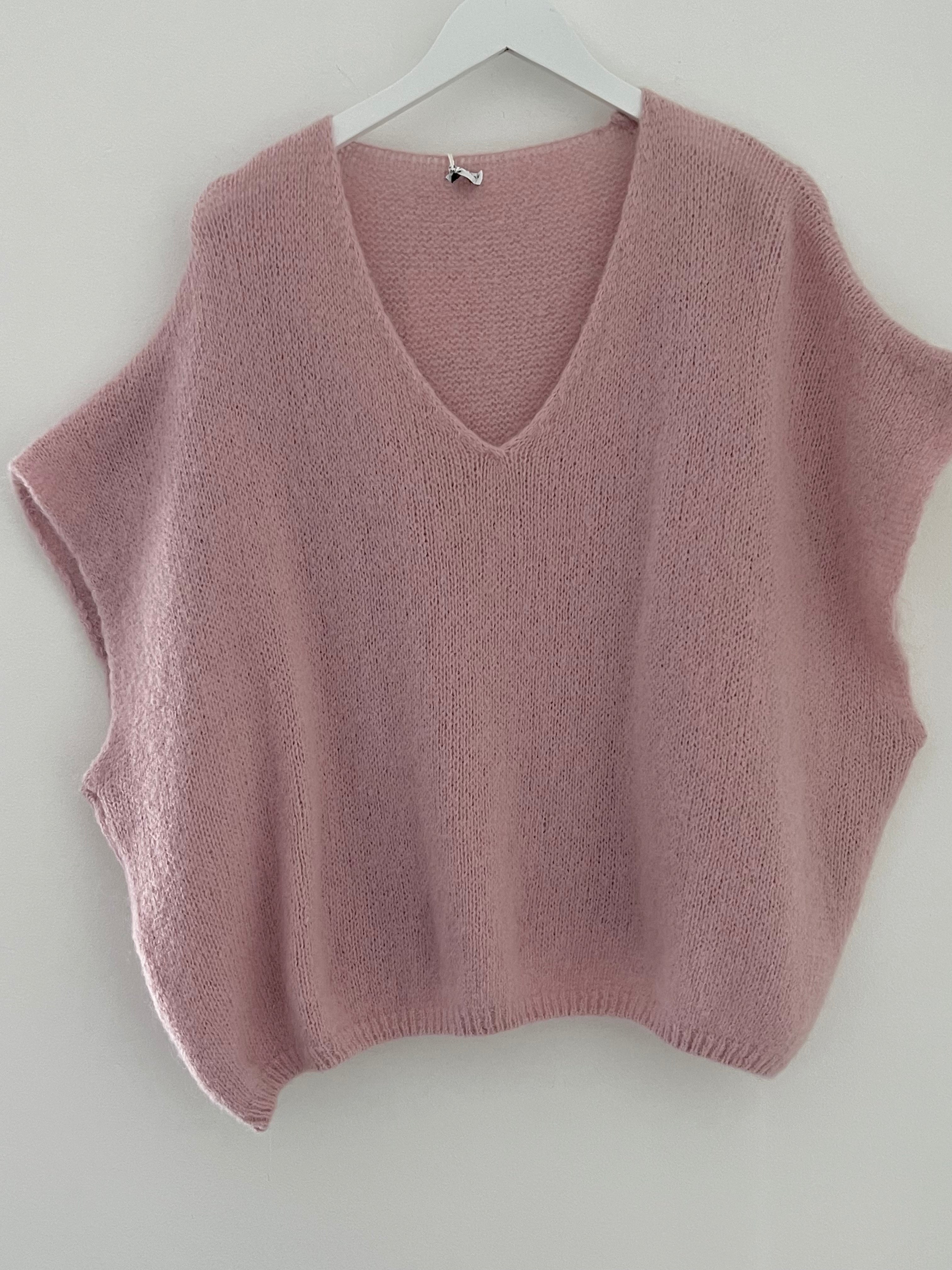 Mohair V Neck Tank in Soft Pink