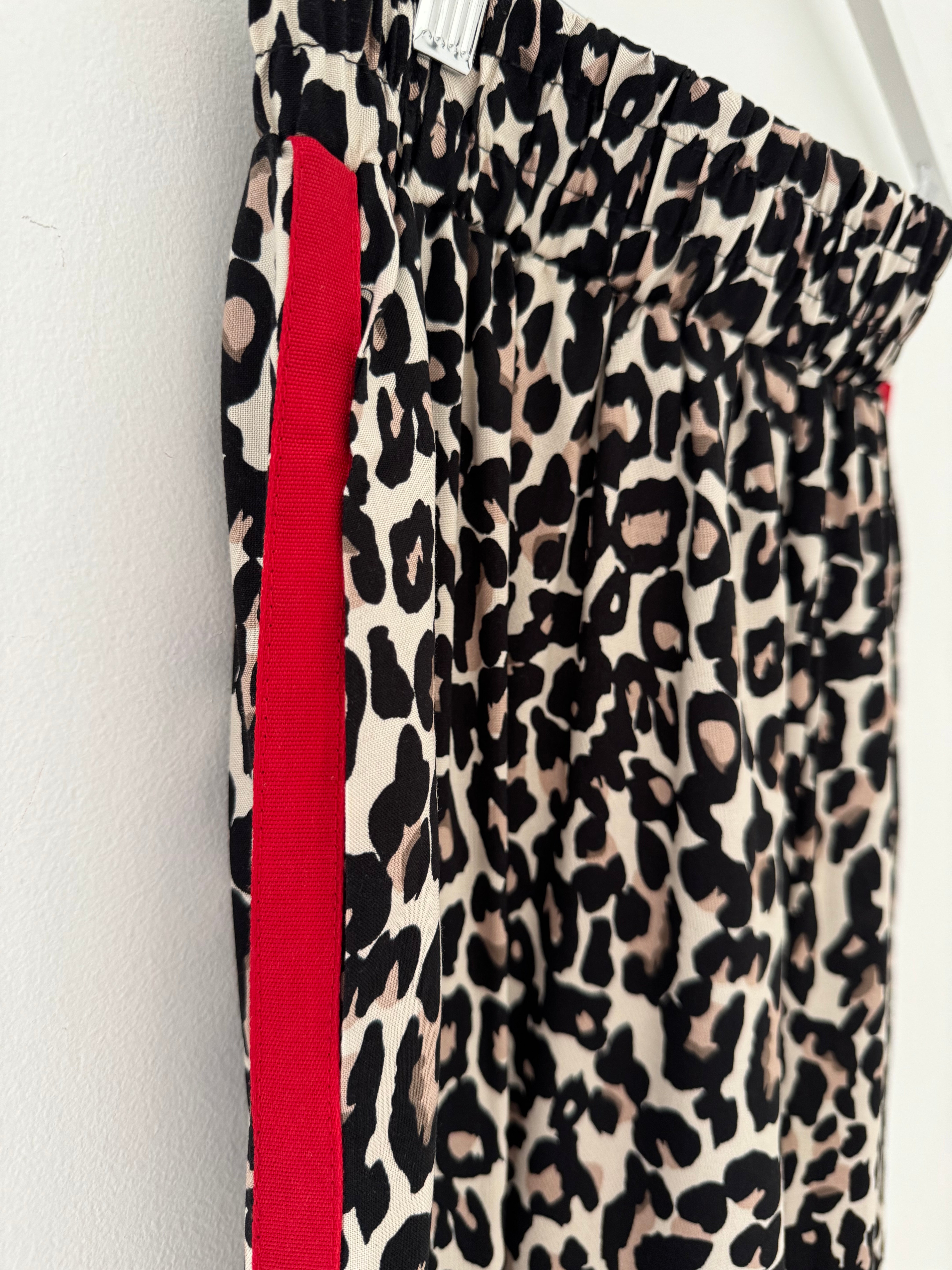 Leopard Trousers with Red Stripe