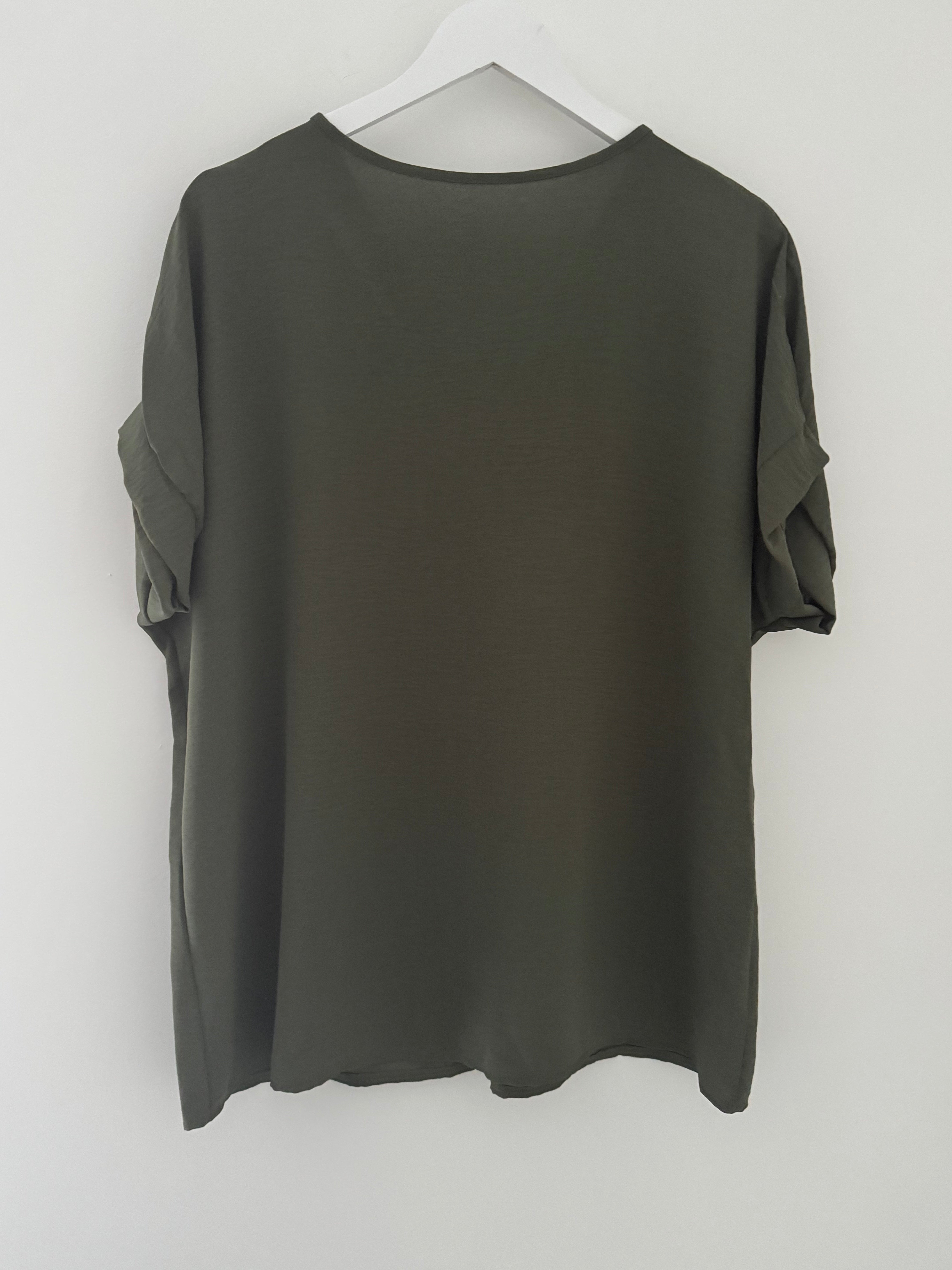 Simple Crepe Top in Khaki