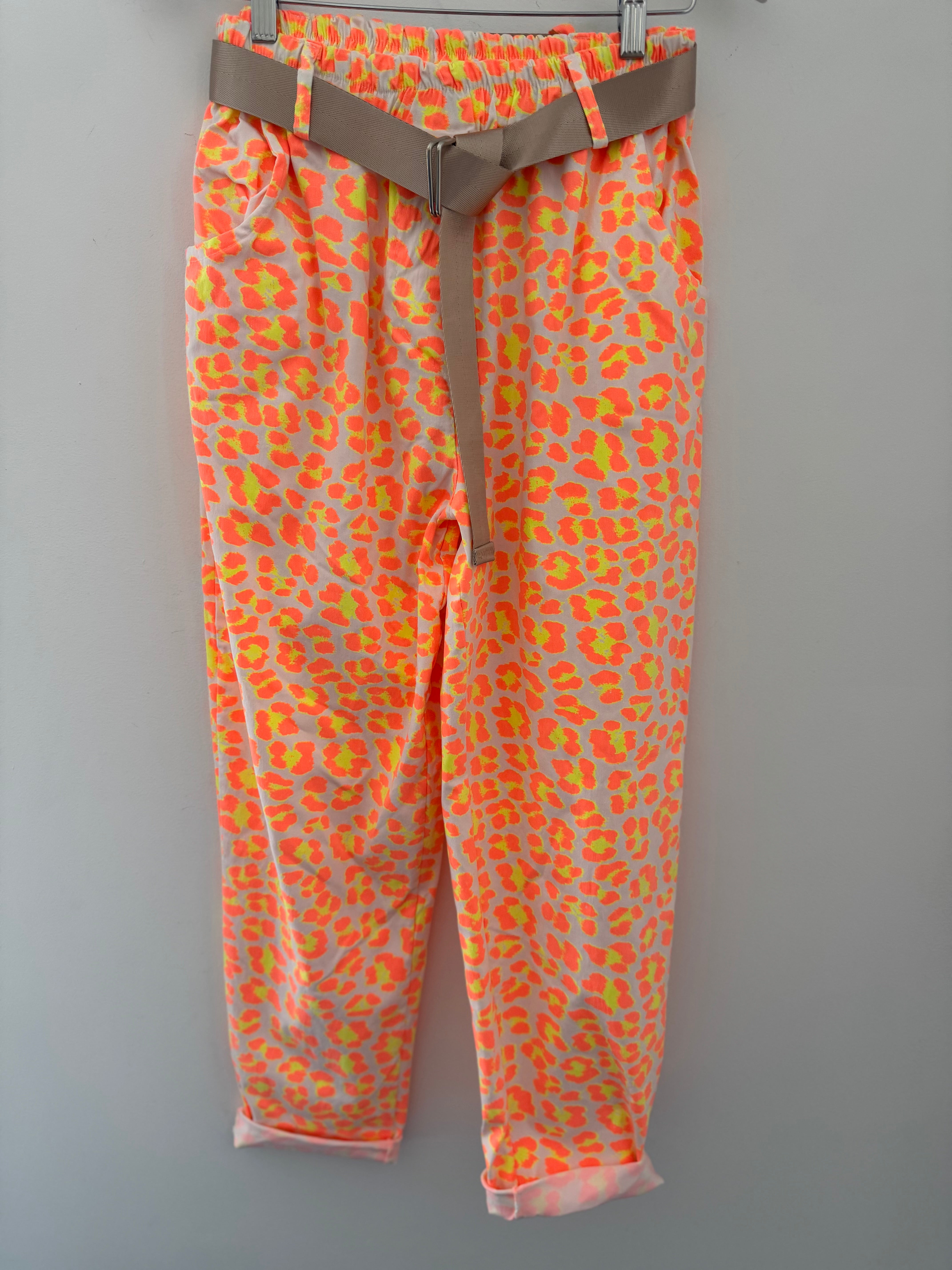 Barrel Leg Super Stretch Joggers in Orange & Citrus Leopard