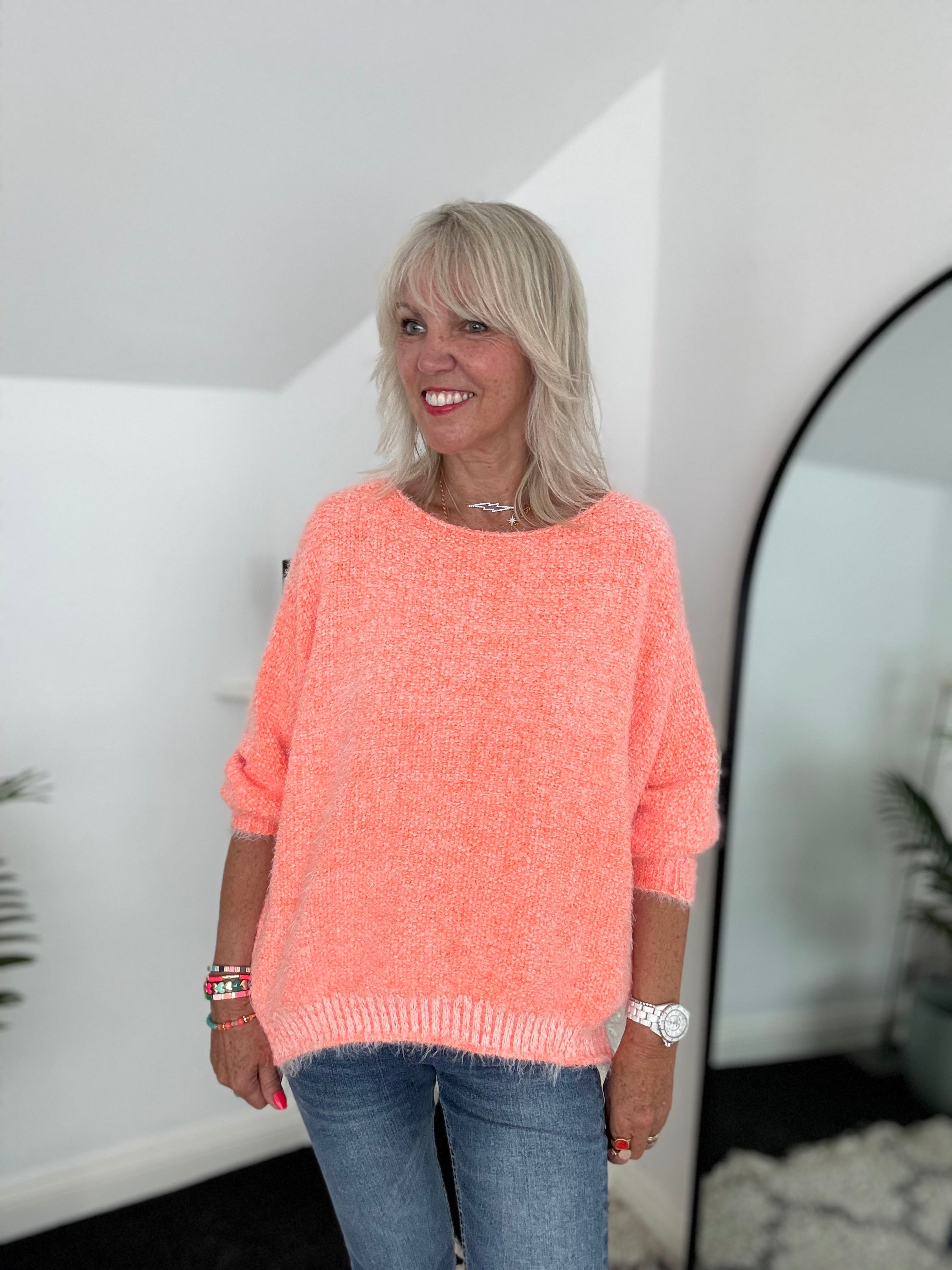 Luxe Fluffy Jumper in Orange Sherbert