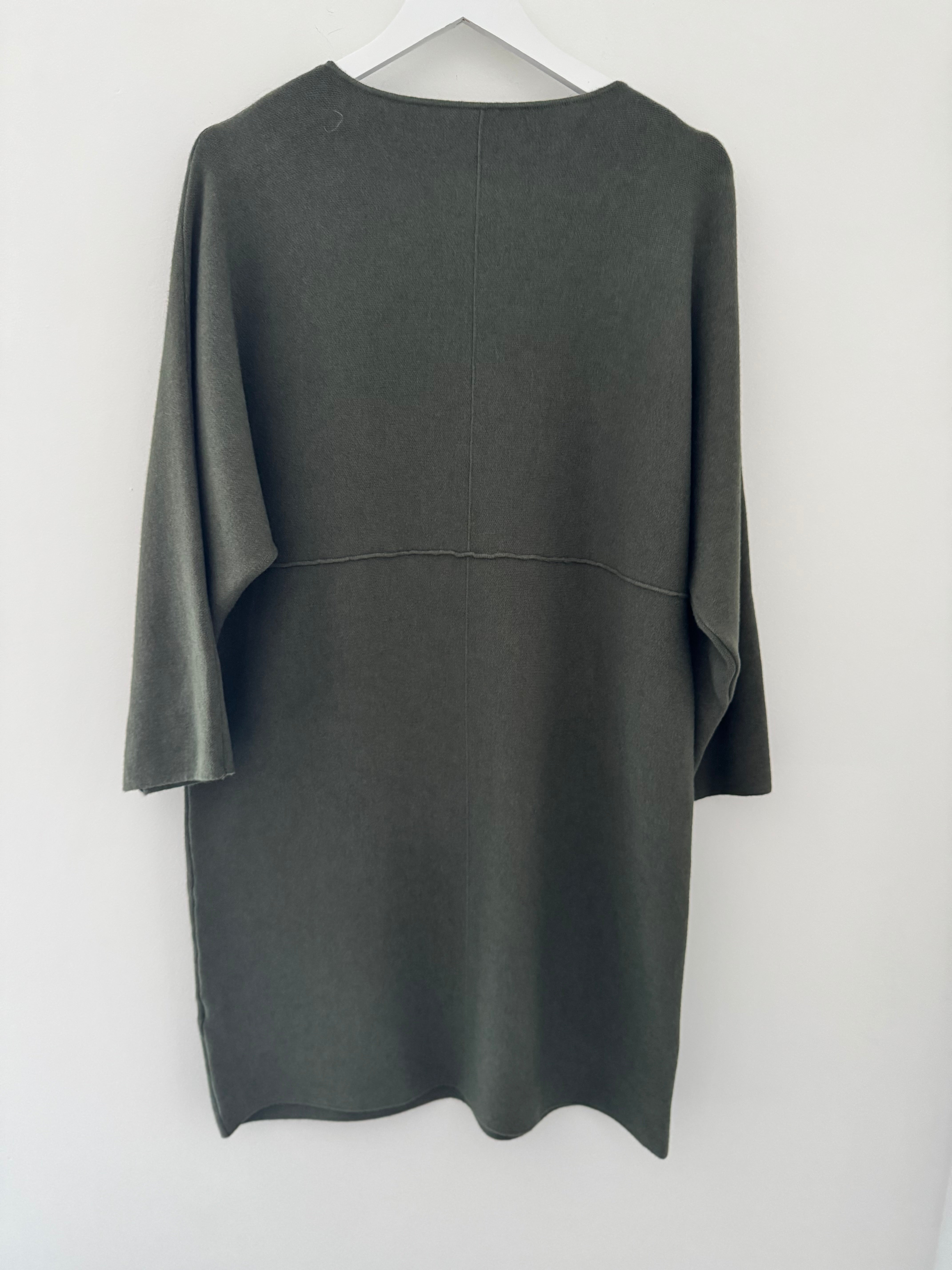 Luxe Knitted Pocket Dress in Khaki