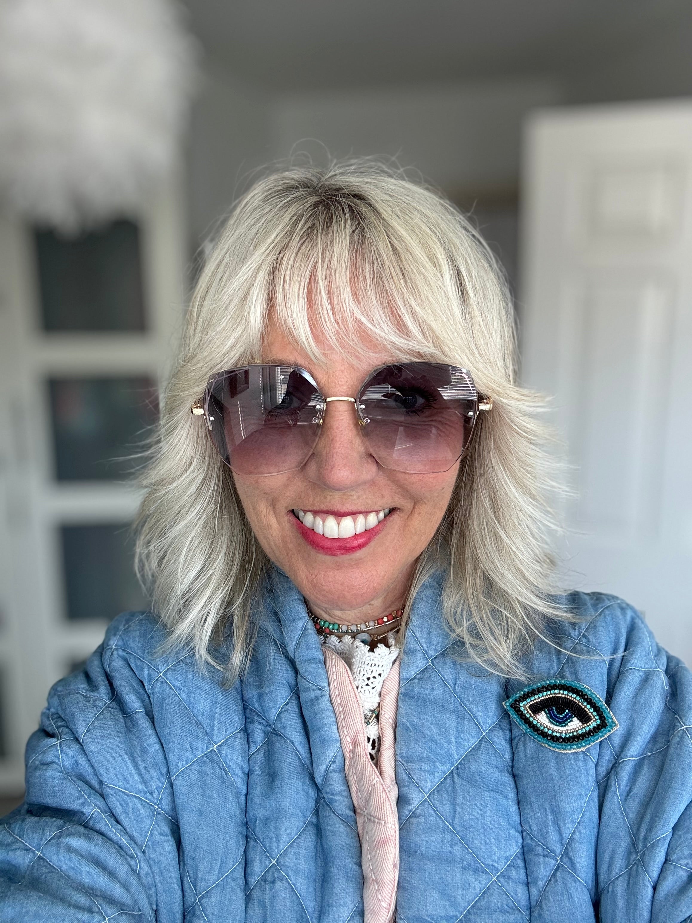 Bevelled Sunglasses in Gradient Grey