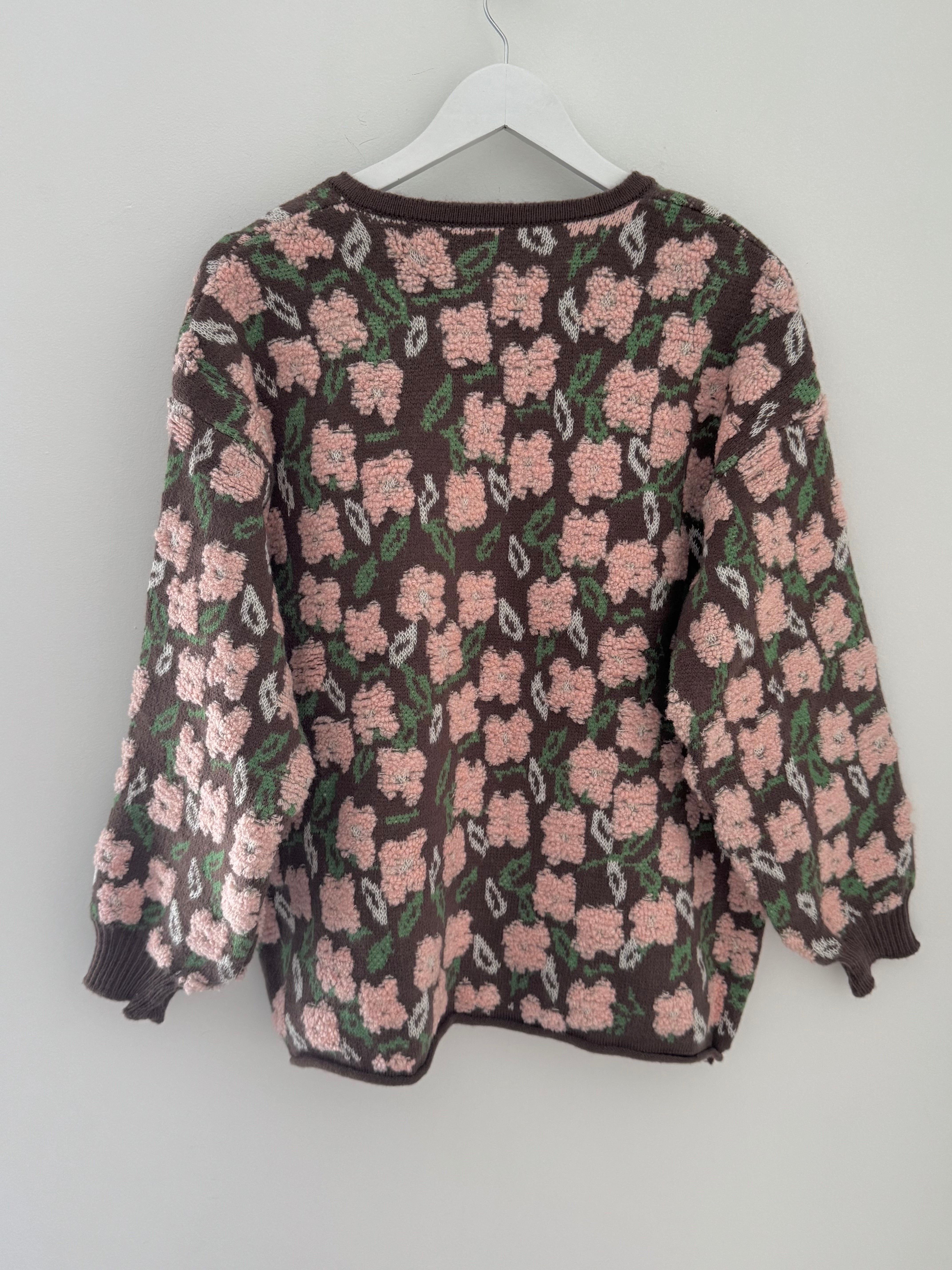 Soft Floral Cardi in Pink & Cocoa