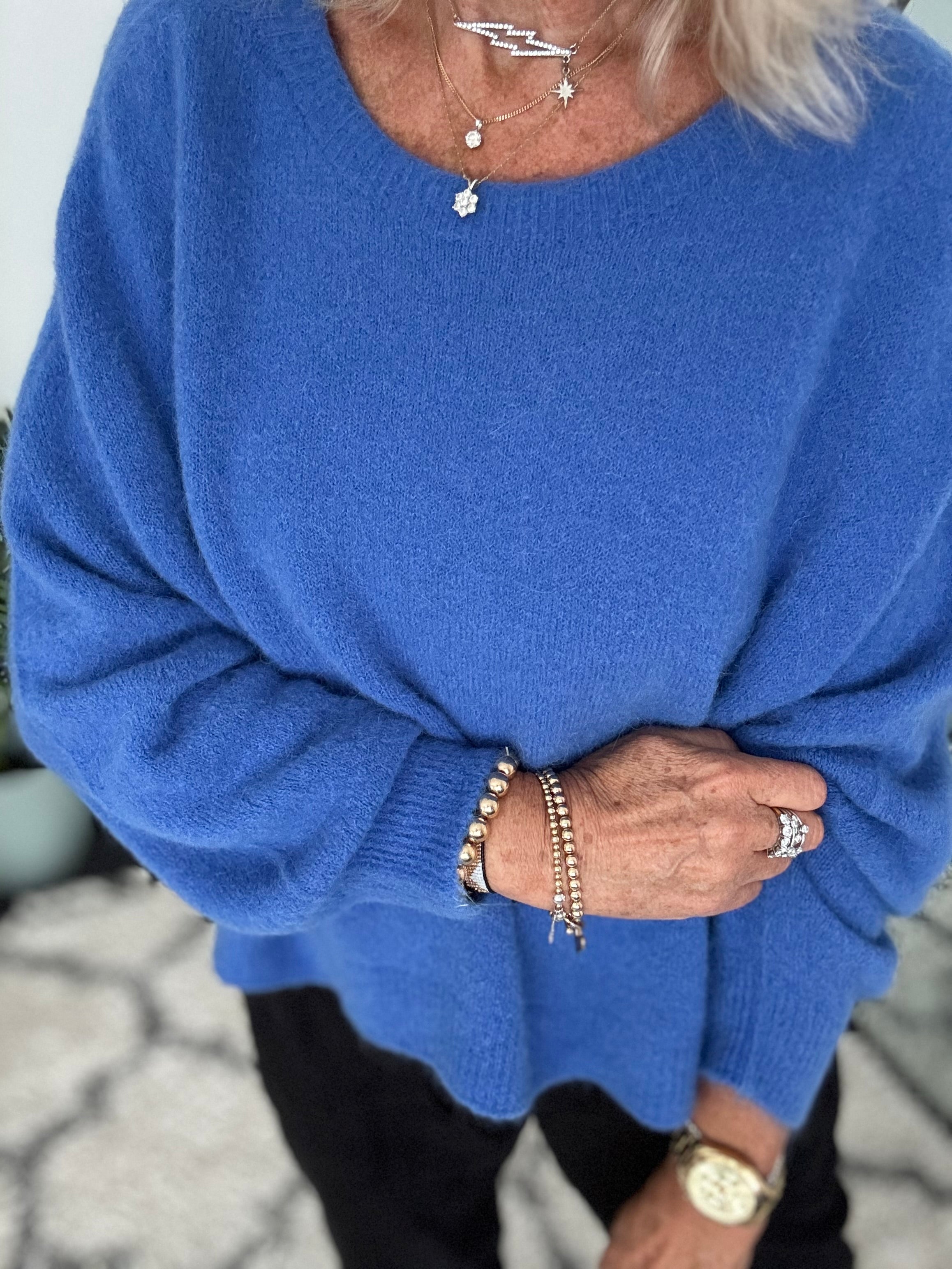 Luxe Slouchy Alpaca Jumper in Cornflower