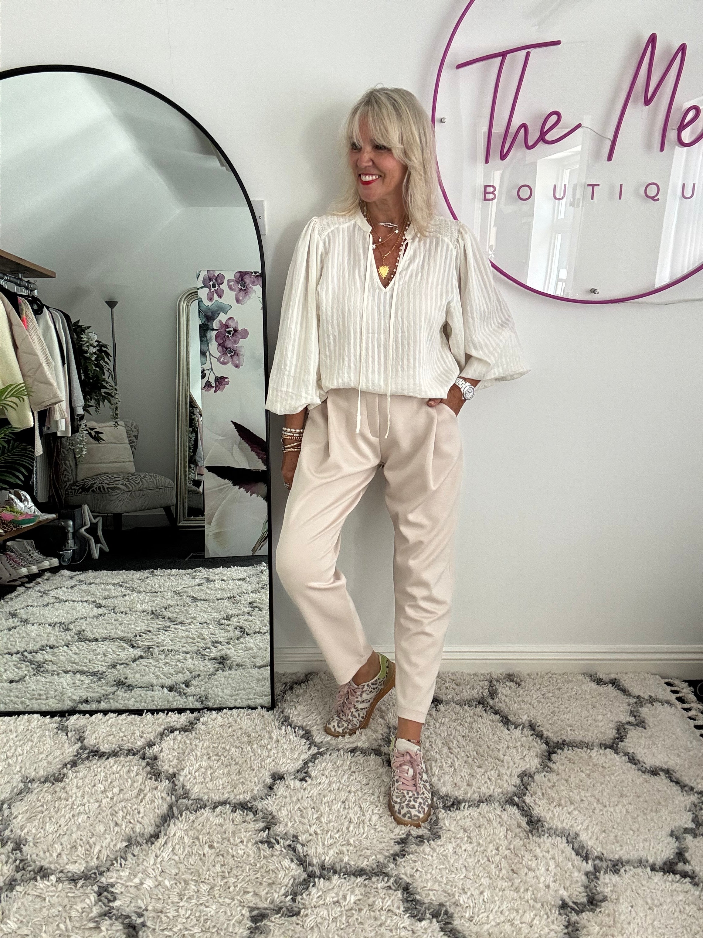 Luxe Stretch Trousers in Ecru