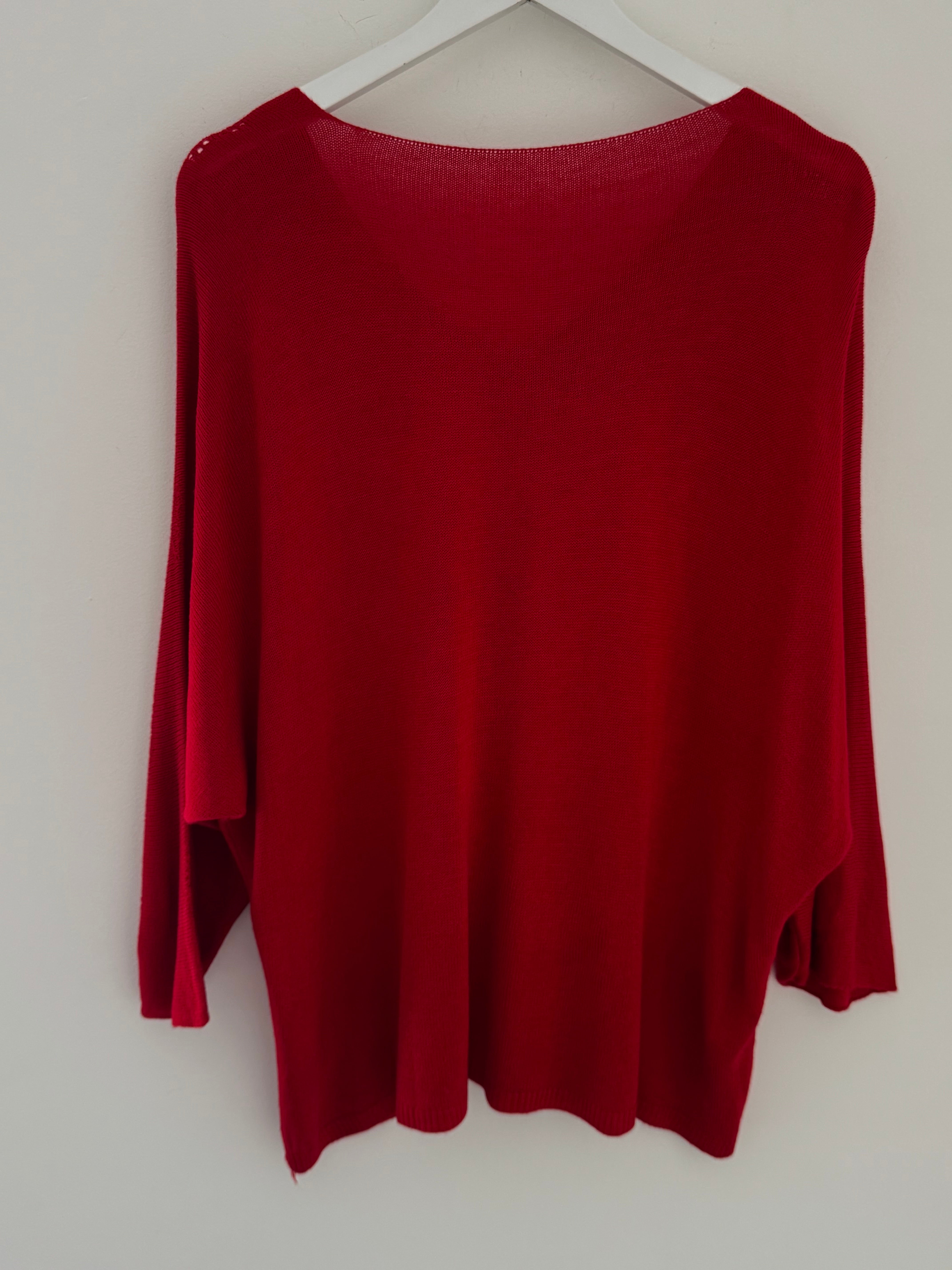 Lightweight Heart Jumper in Red