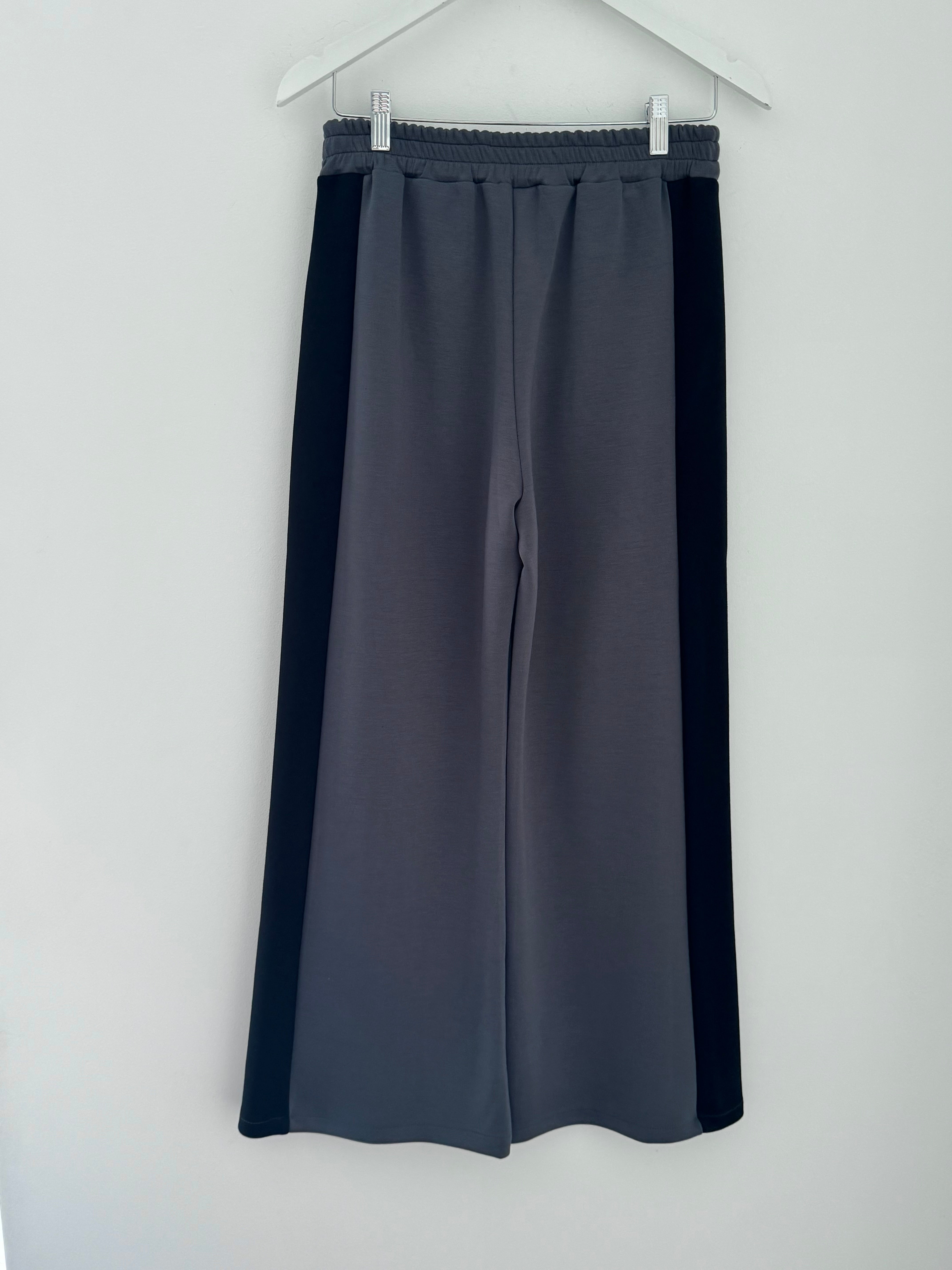 Stretch Trousers with Side Stripe in Charcoal & Black