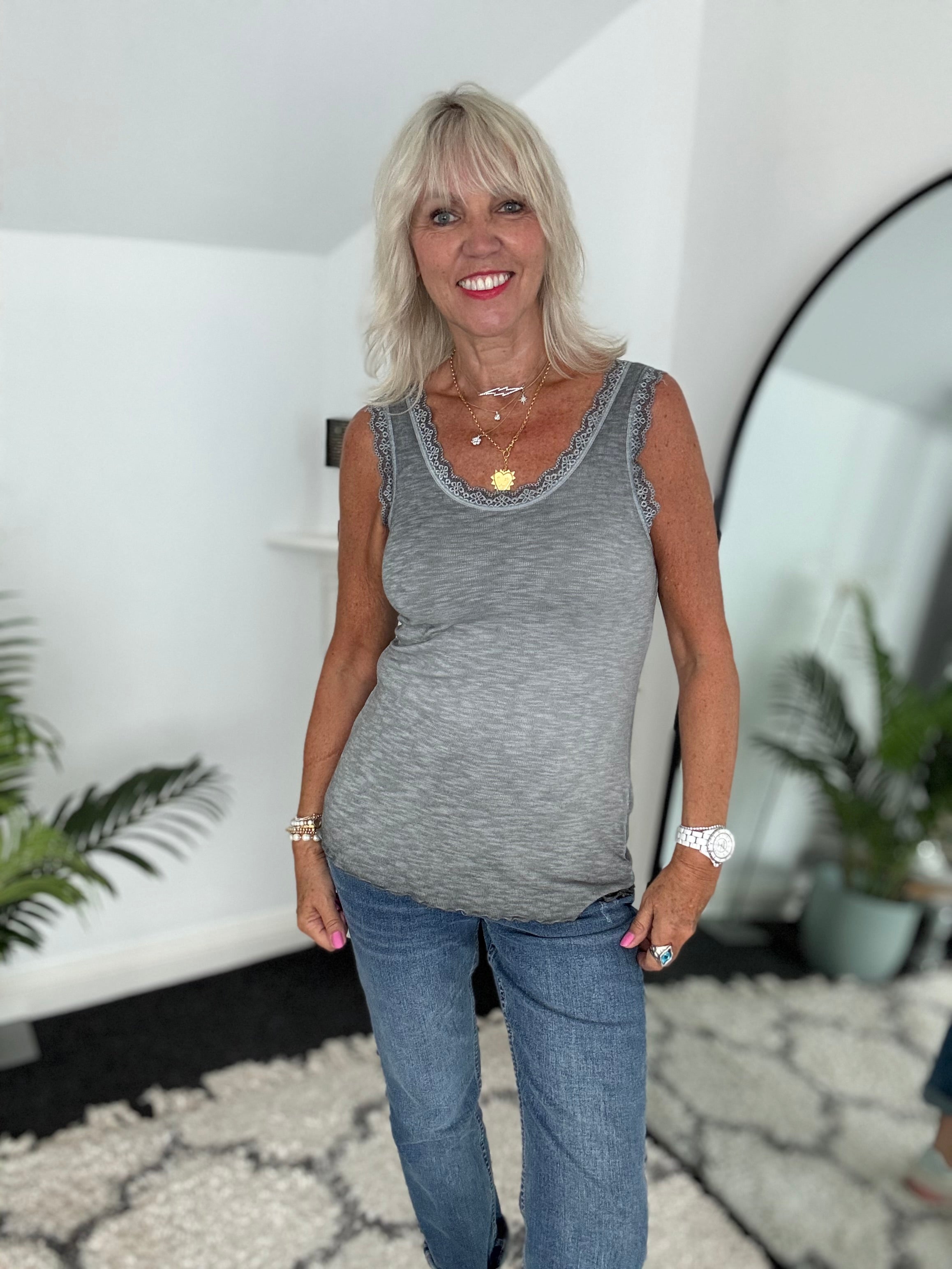 Luxe Ribbed Vest in Grey