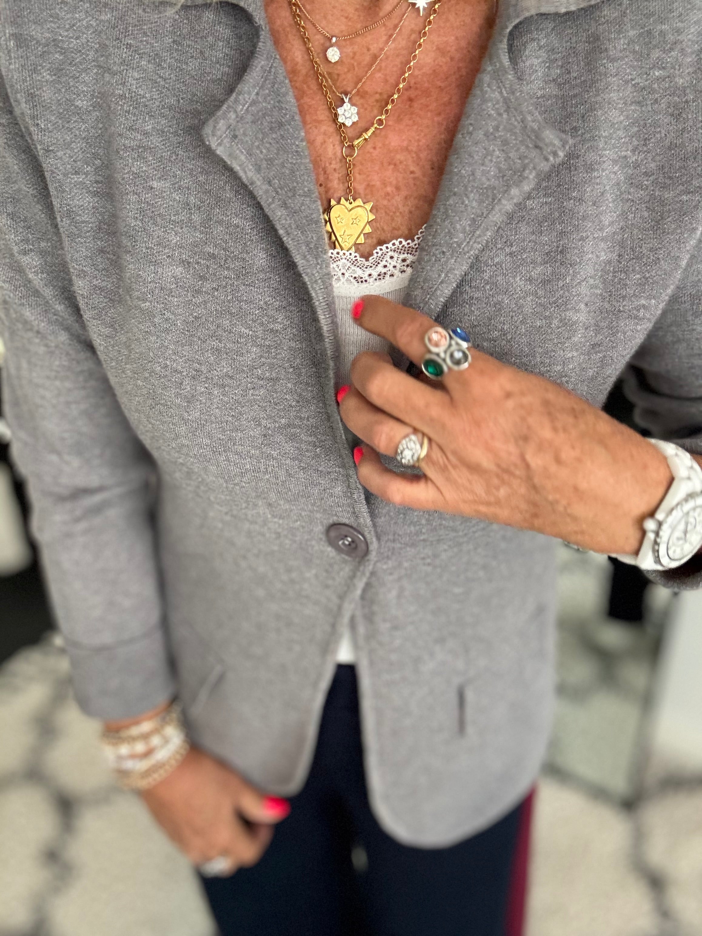 Knitted Blazer Jacket in Grey