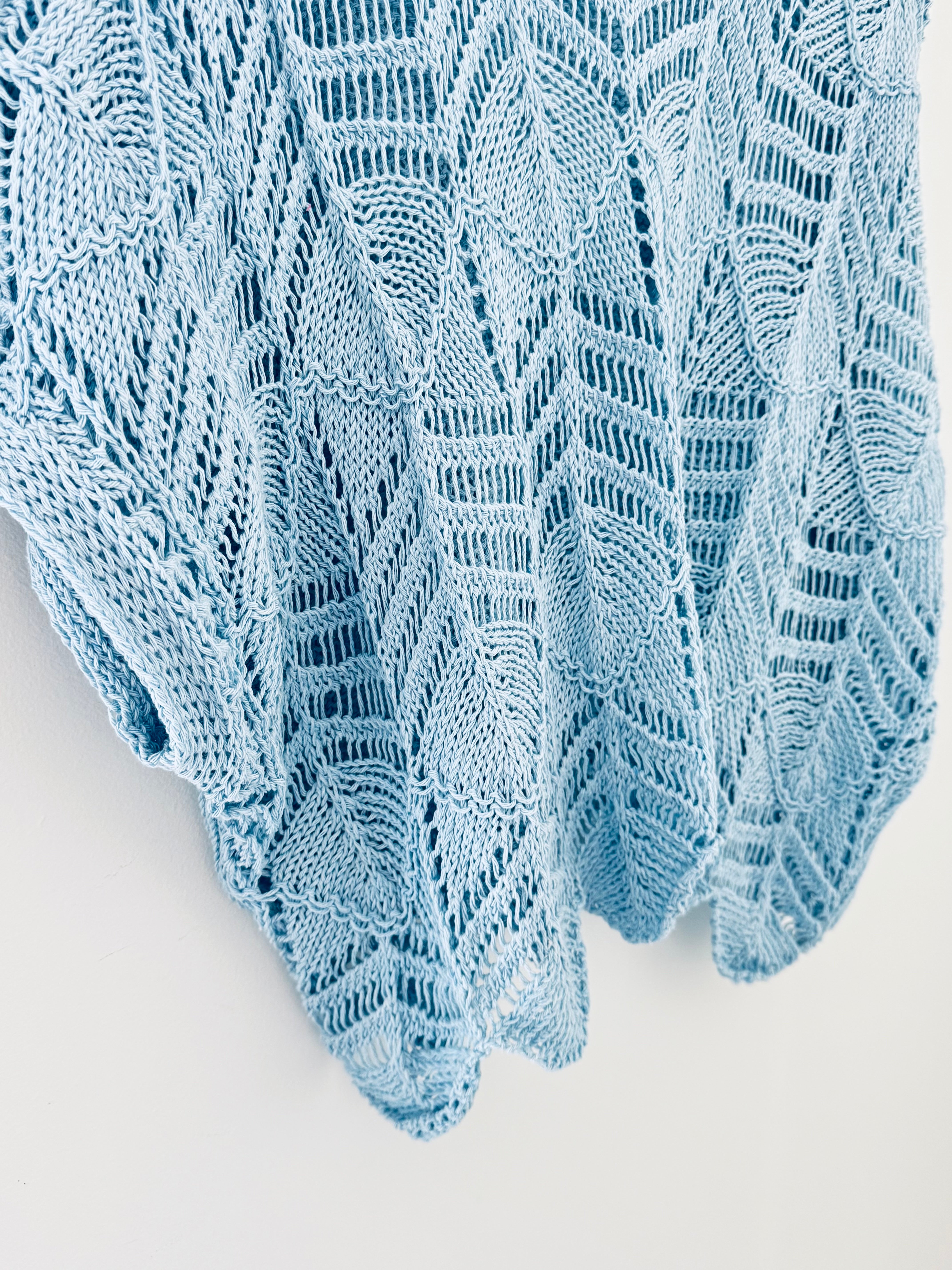 Crochet Knit with Scallop Edge in Baby Blue