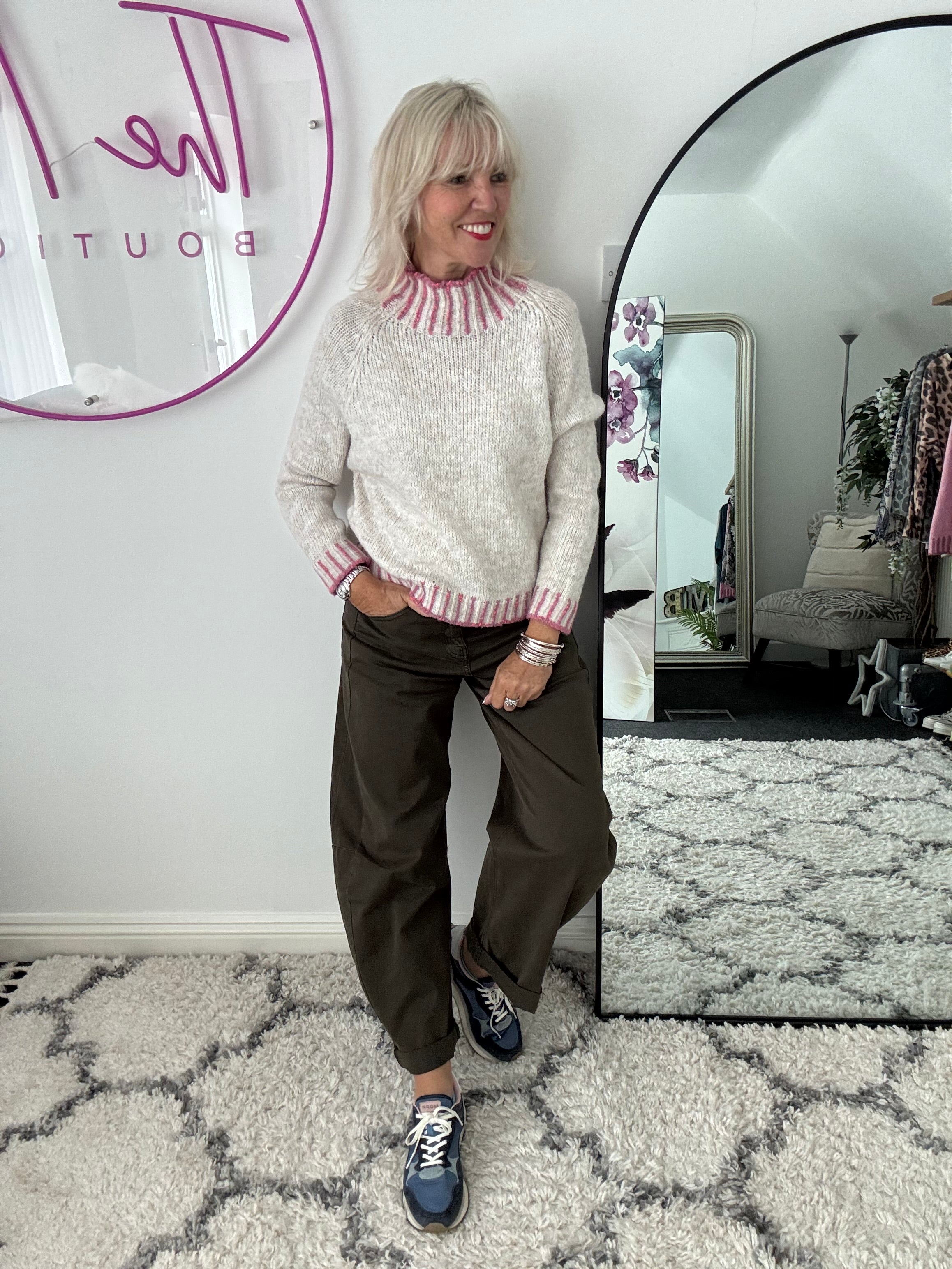 Stunning Funnel Neck Jumper in Stone