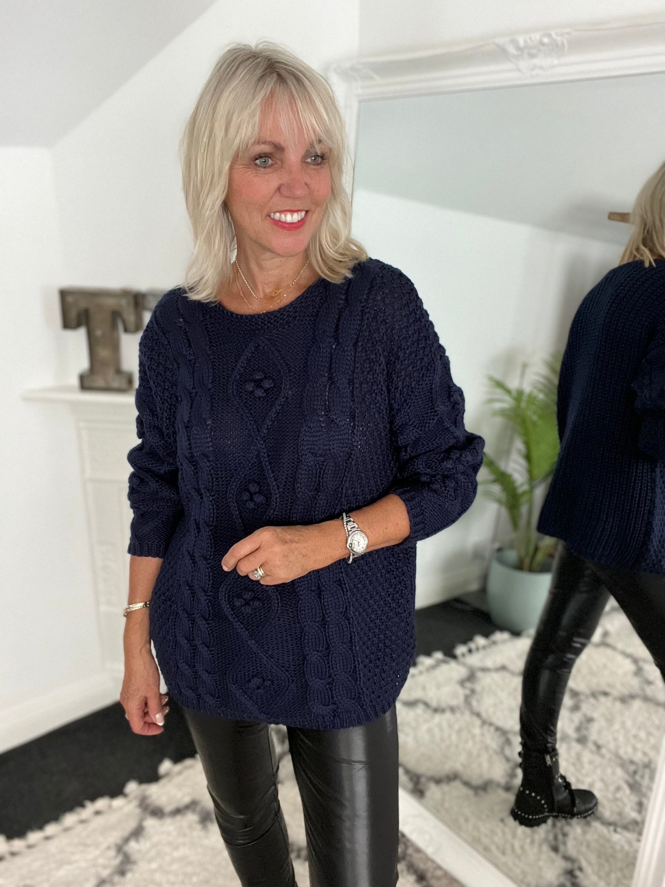 Cable Knit Jumper in Ink