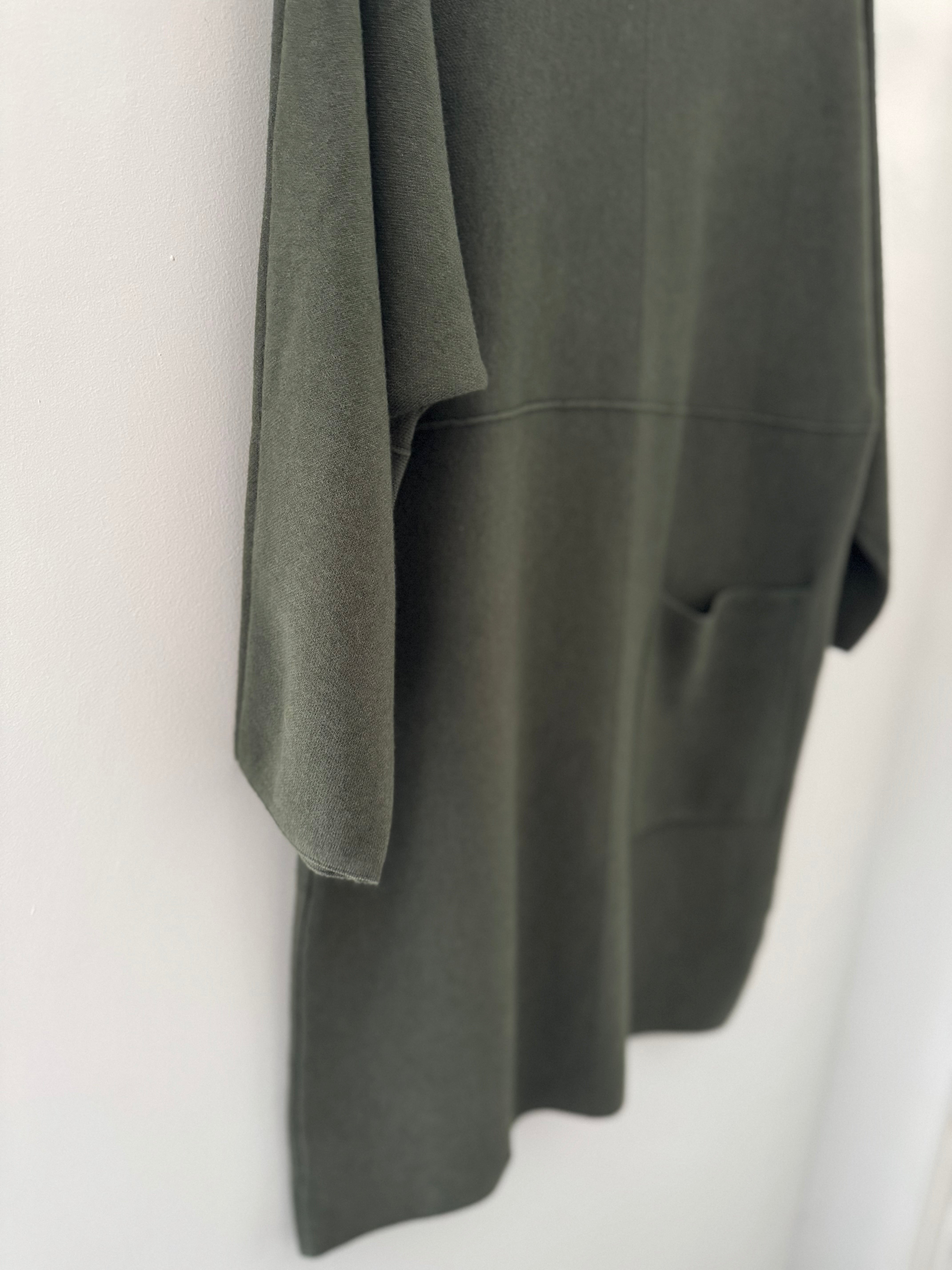 Luxe Knitted Pocket Dress in Khaki