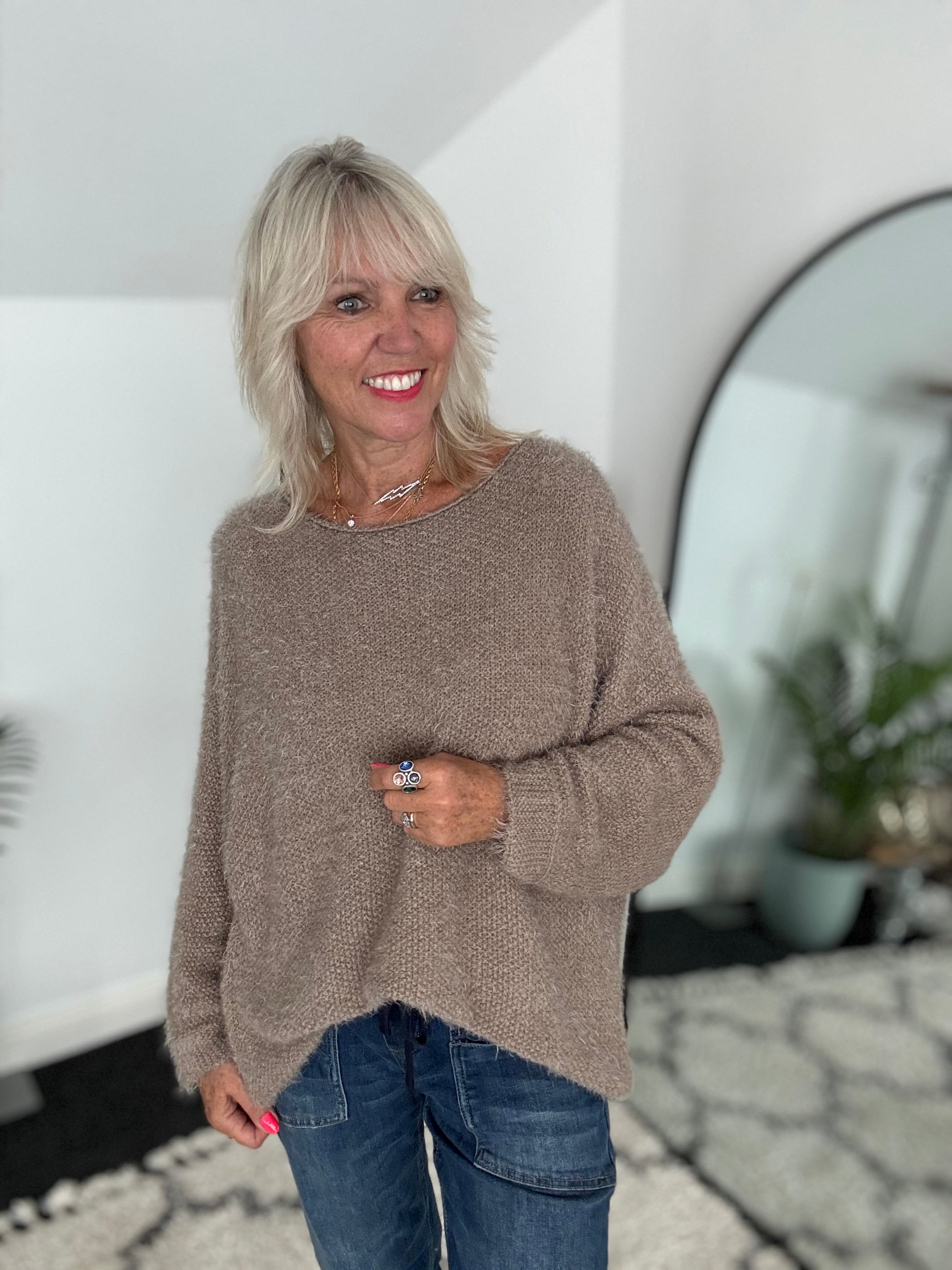 Luxe Fluffy Jumper in Mocha