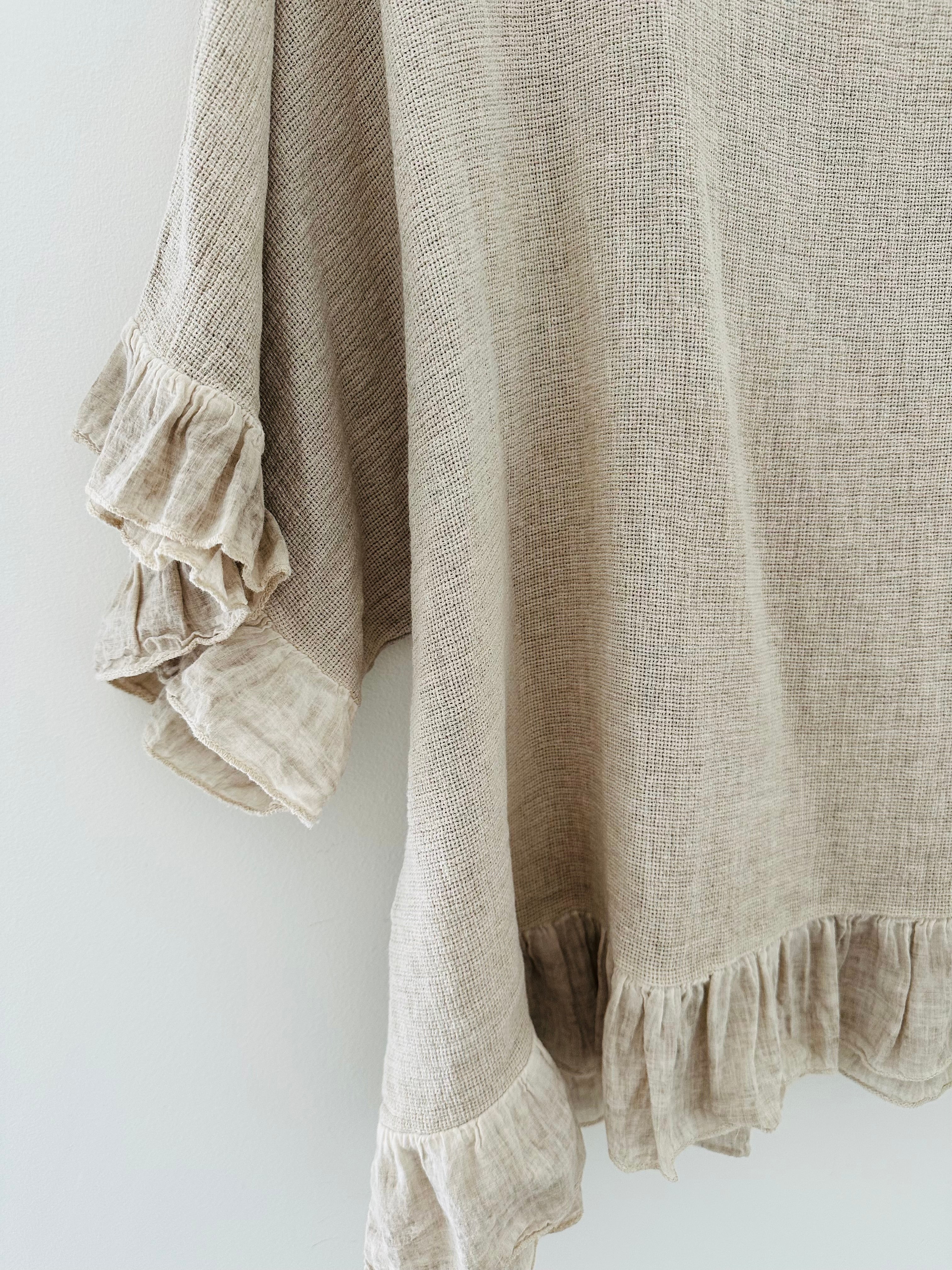 Linen & Cotton Top in Stone