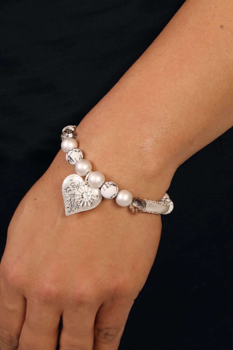Silver Heart & Sun Bracelet
