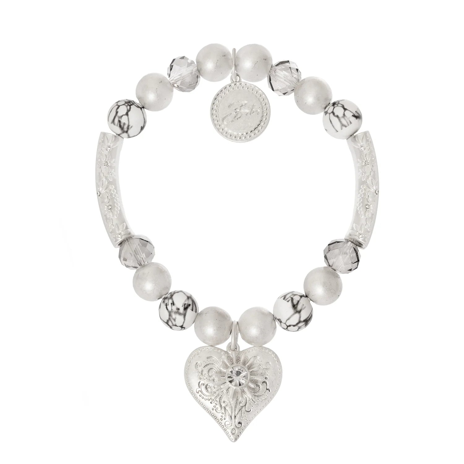 Silver Heart & Sun Bracelet