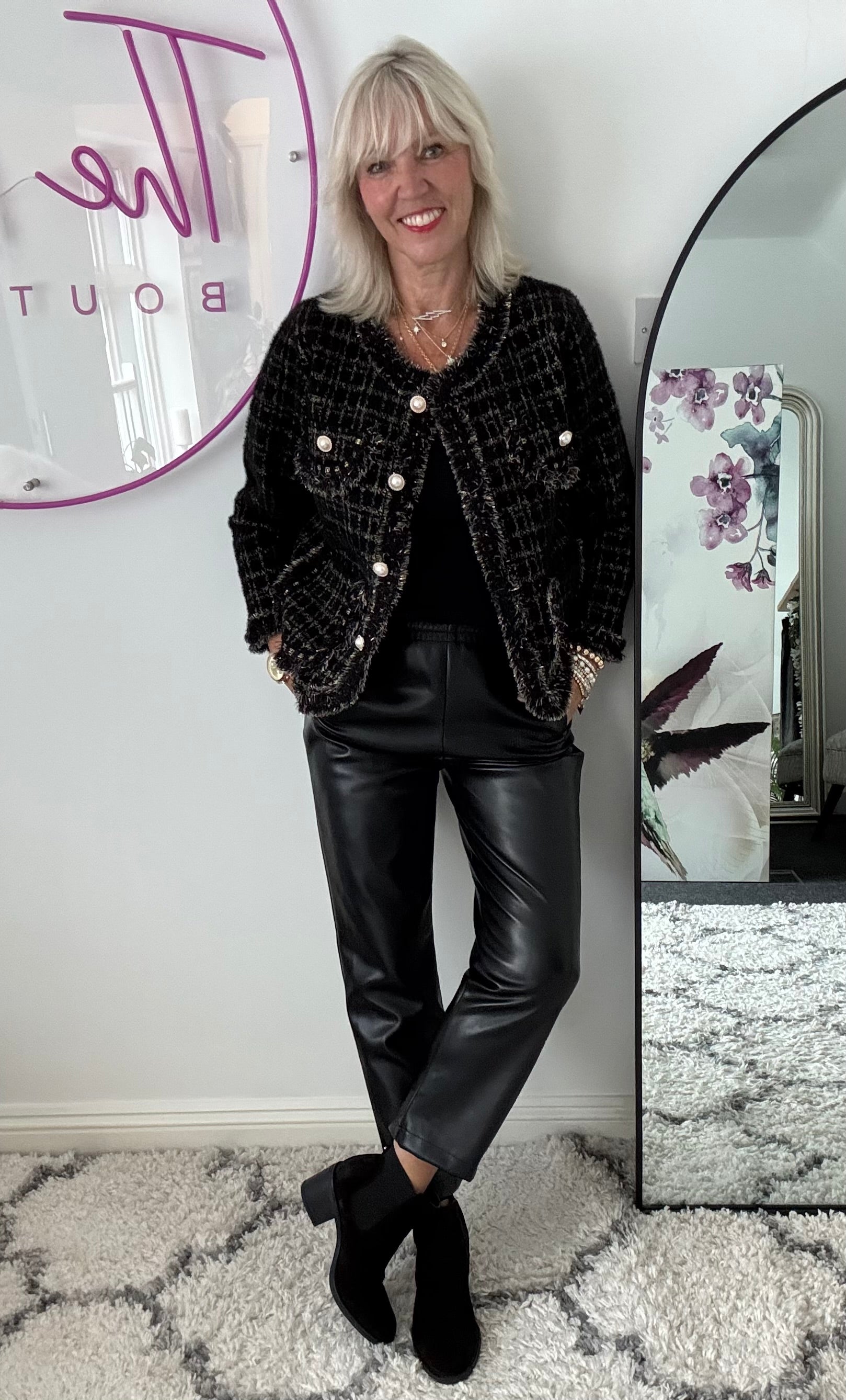 Luxe Vegan Leather Trousers in Black