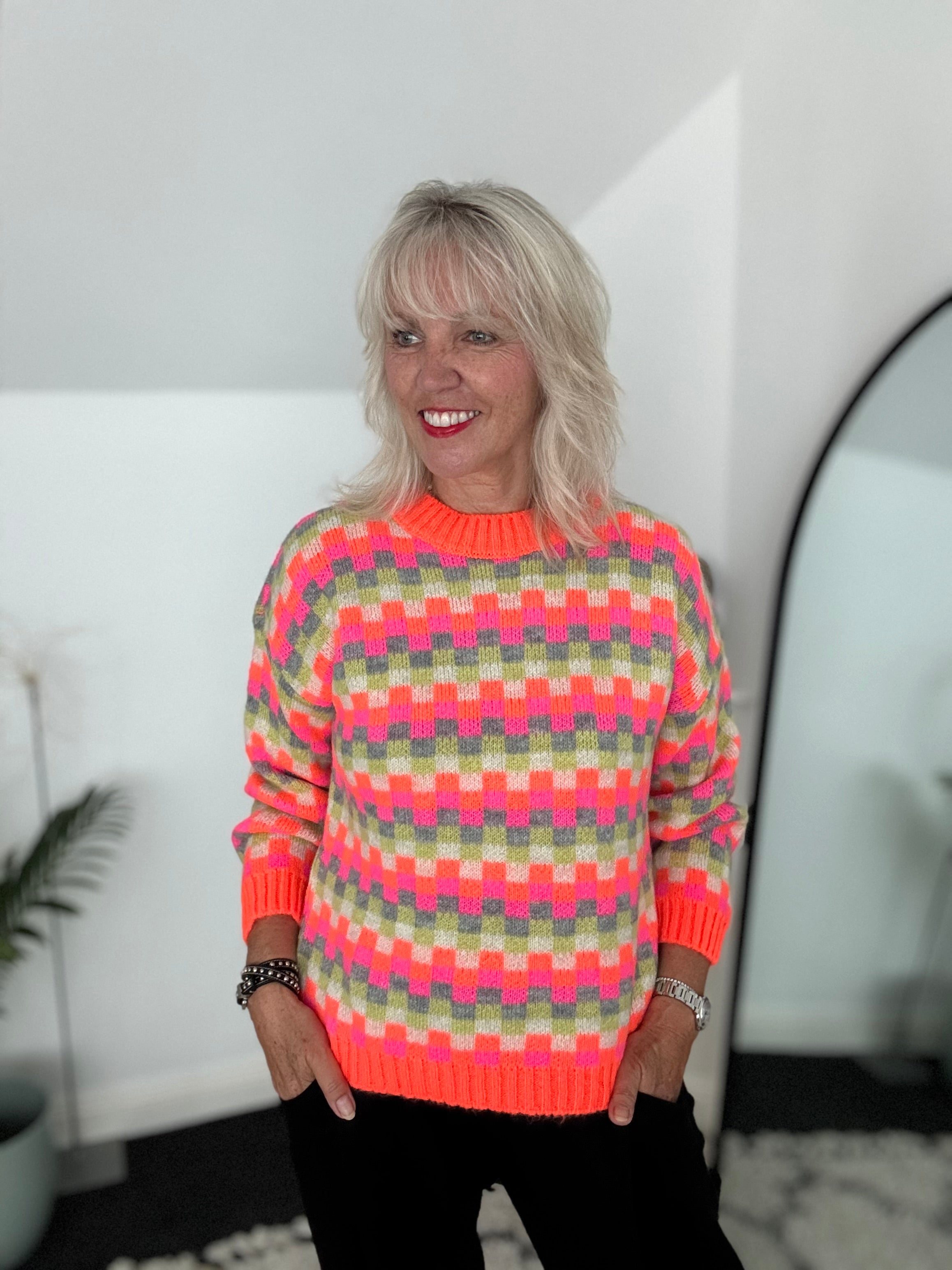 Luxe Checker Jumper in Brights
