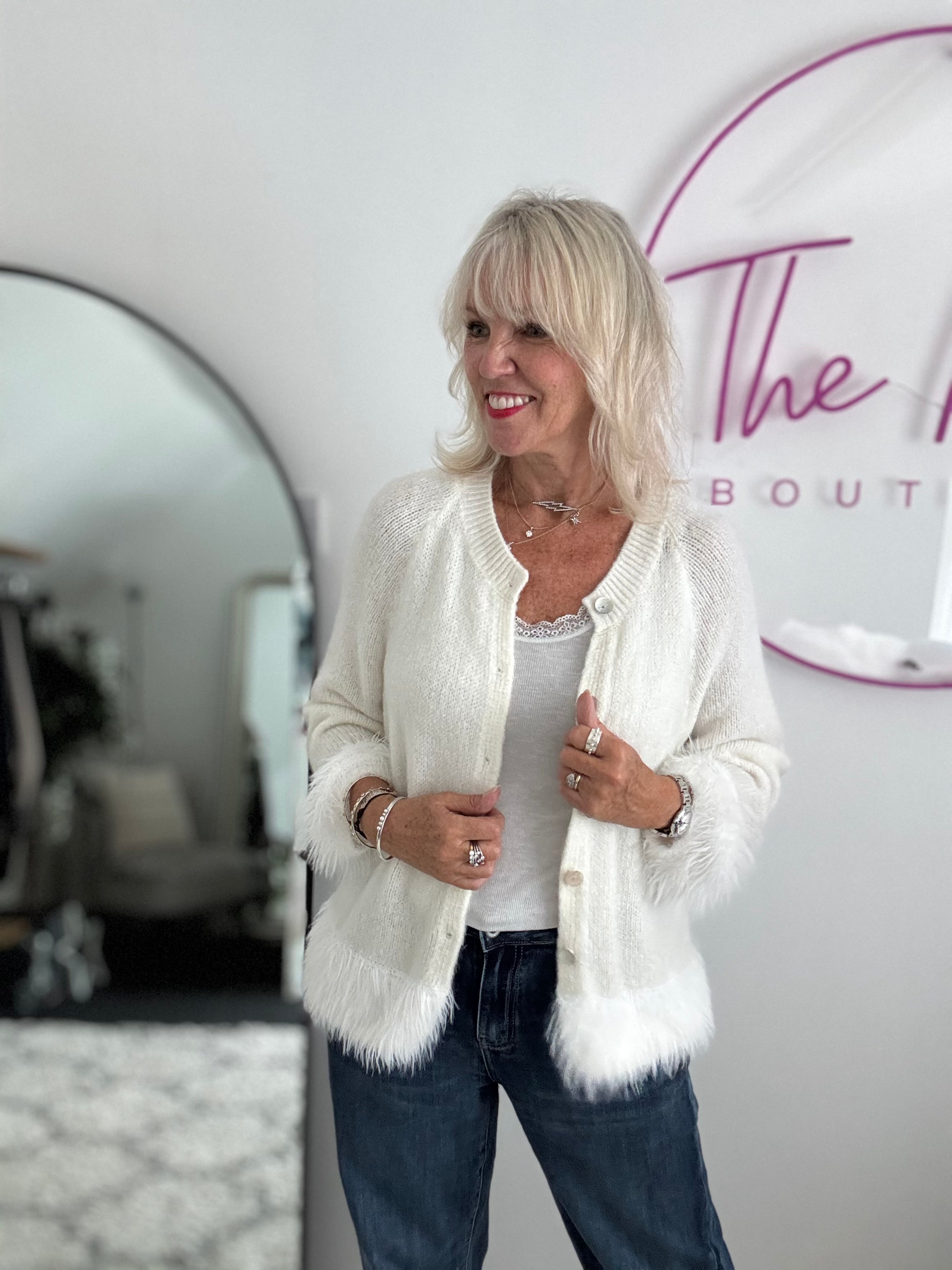 Luxe Fringe Cardigan in Ivory