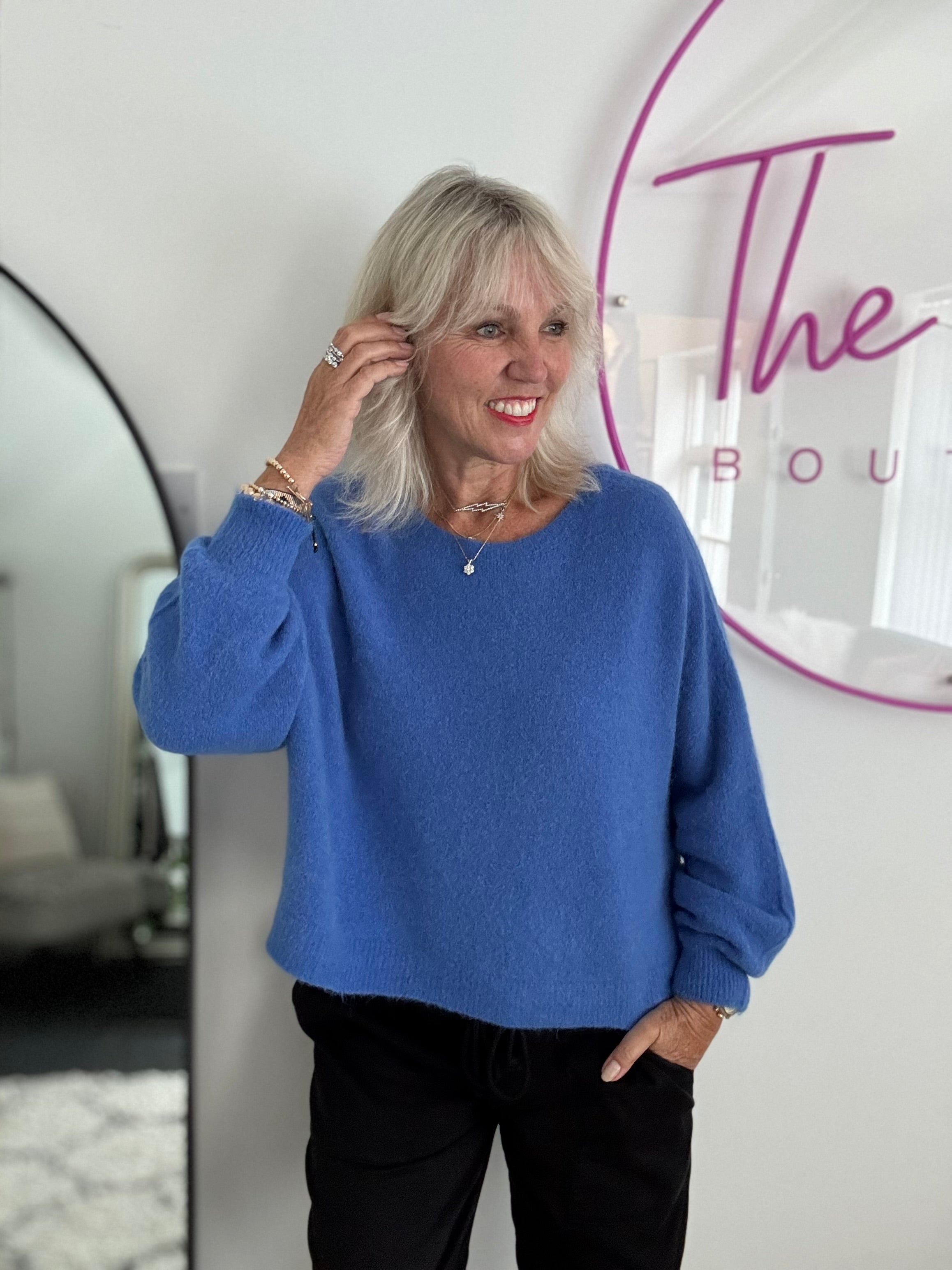 Luxe Slouchy Alpaca Jumper in Cornflower