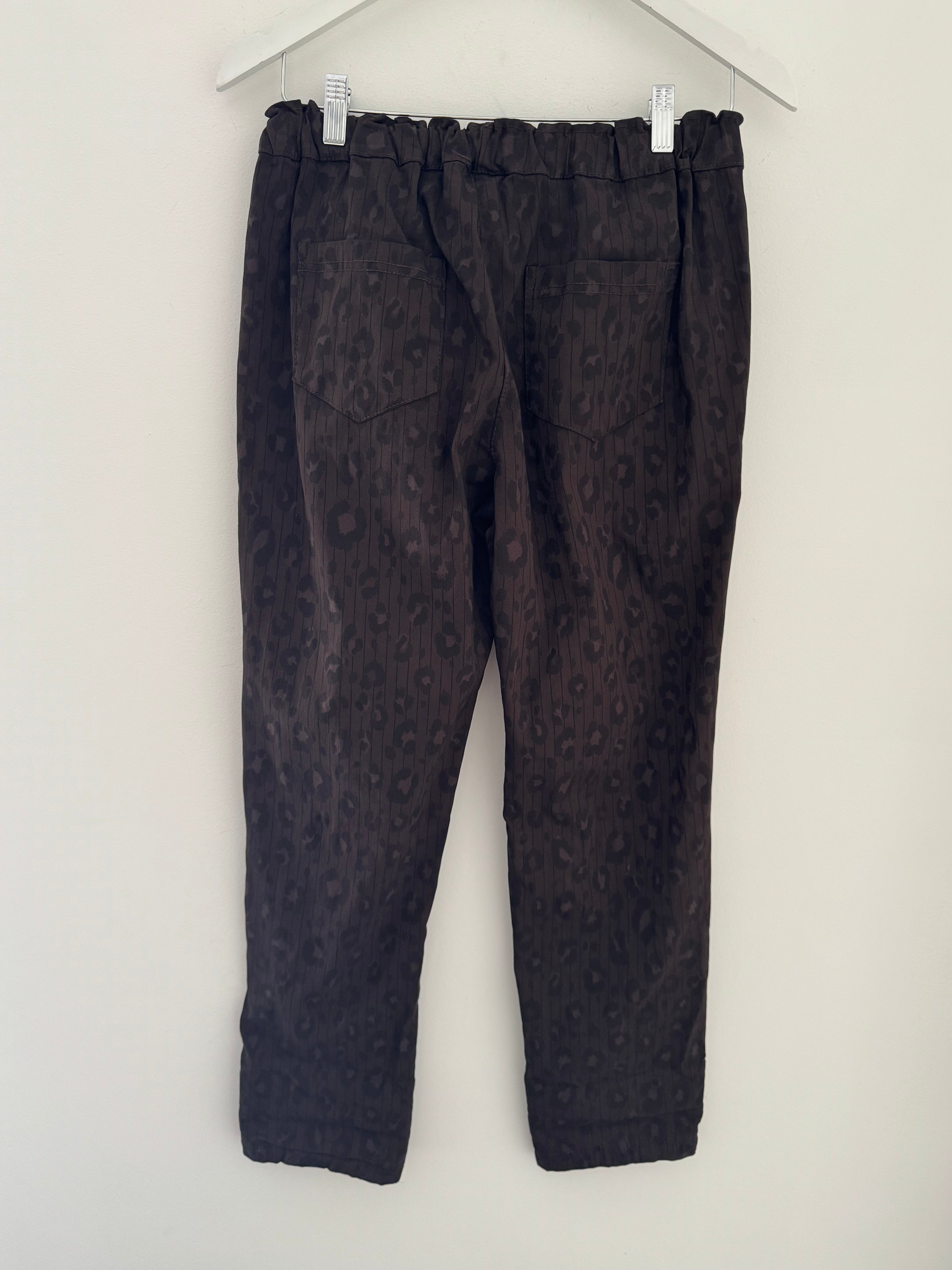 Leopard & Stripe Stretch Joggers in Chocolate Brown