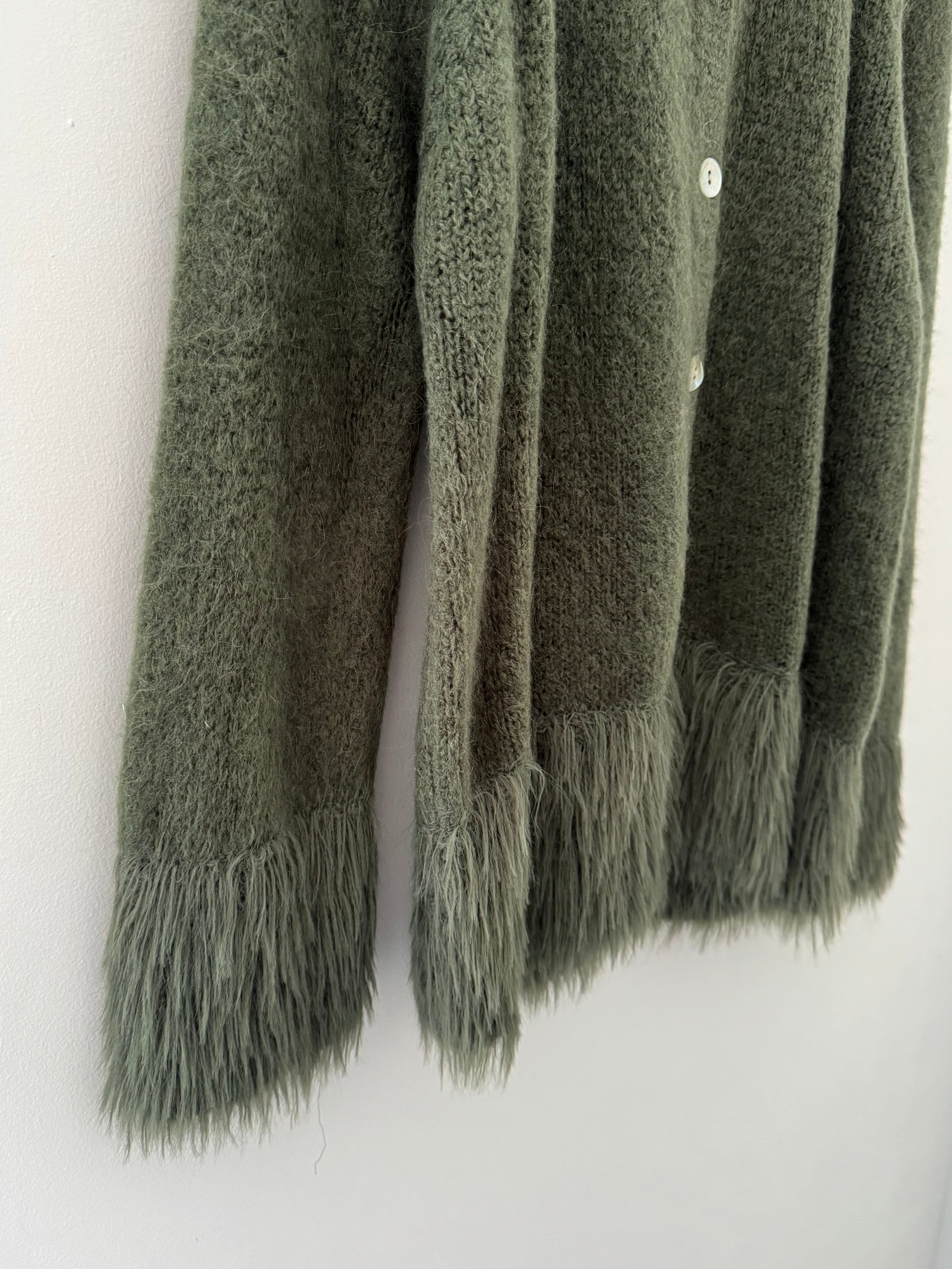 Luxe Fringe Cardigan in Khaki