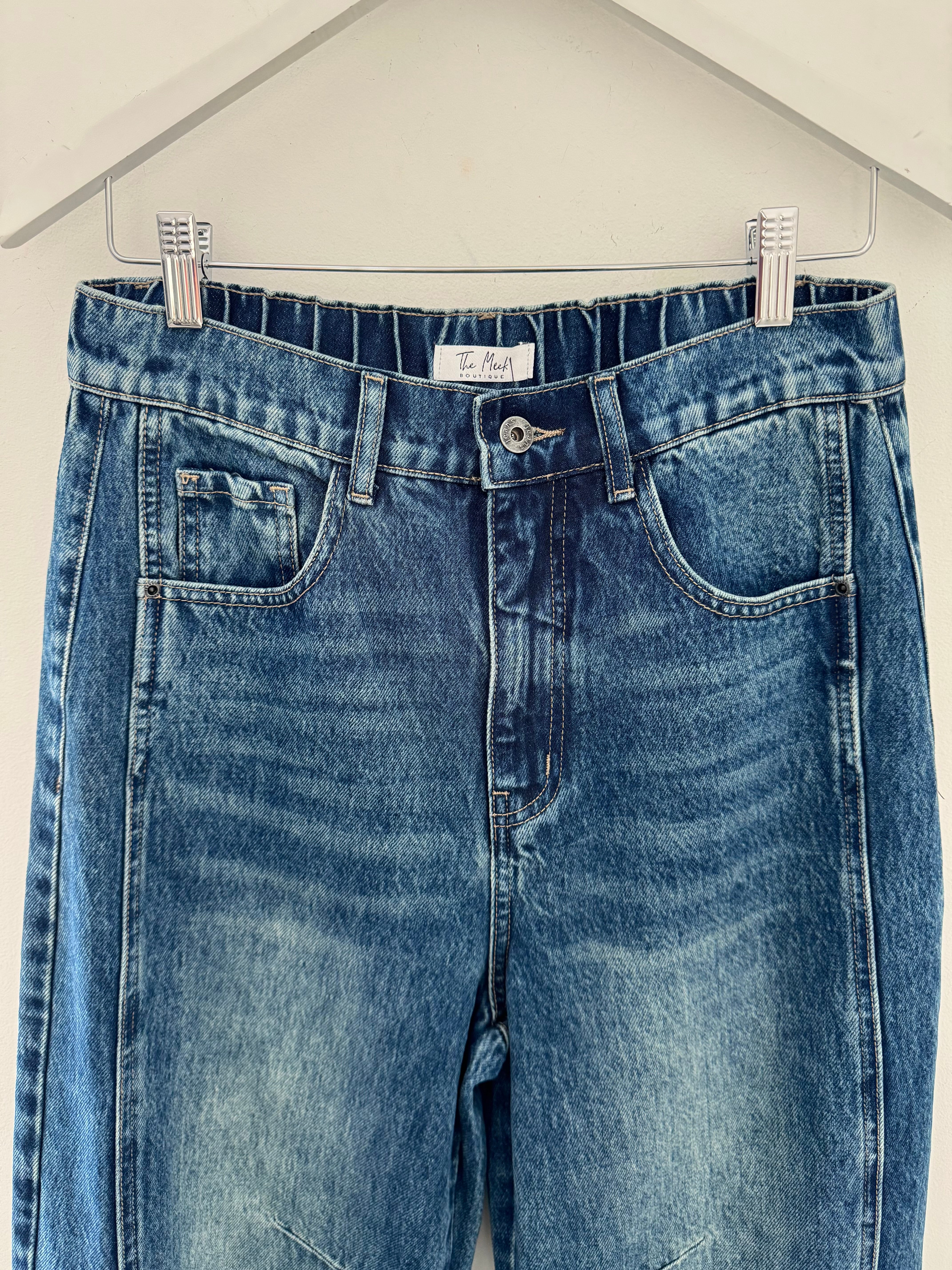 Barrel Leg Jeans with Elasticated Waist