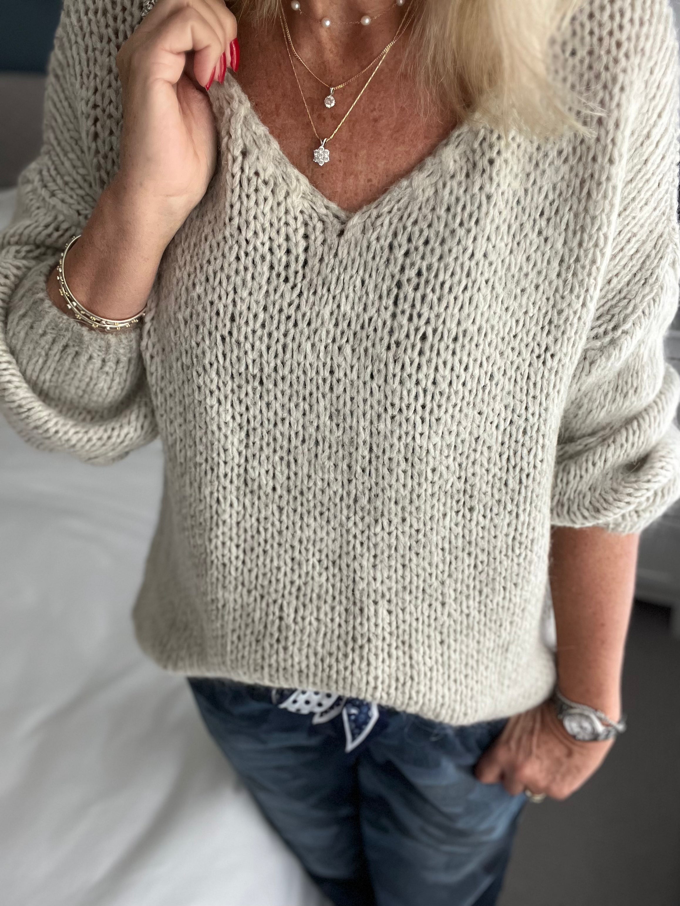 Cosy Vintage Wash Jumper in Stone