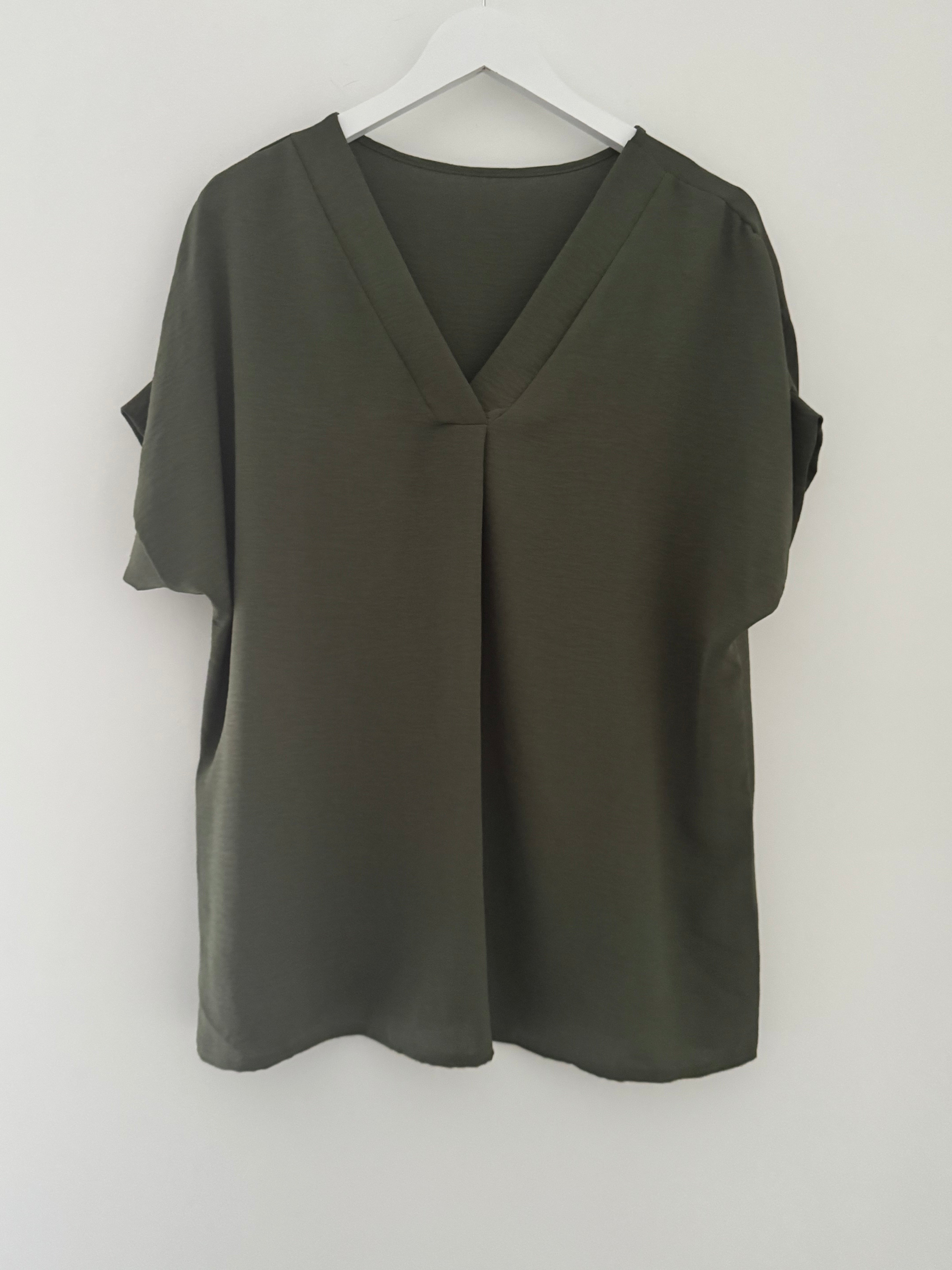 Simple Crepe Top in Khaki