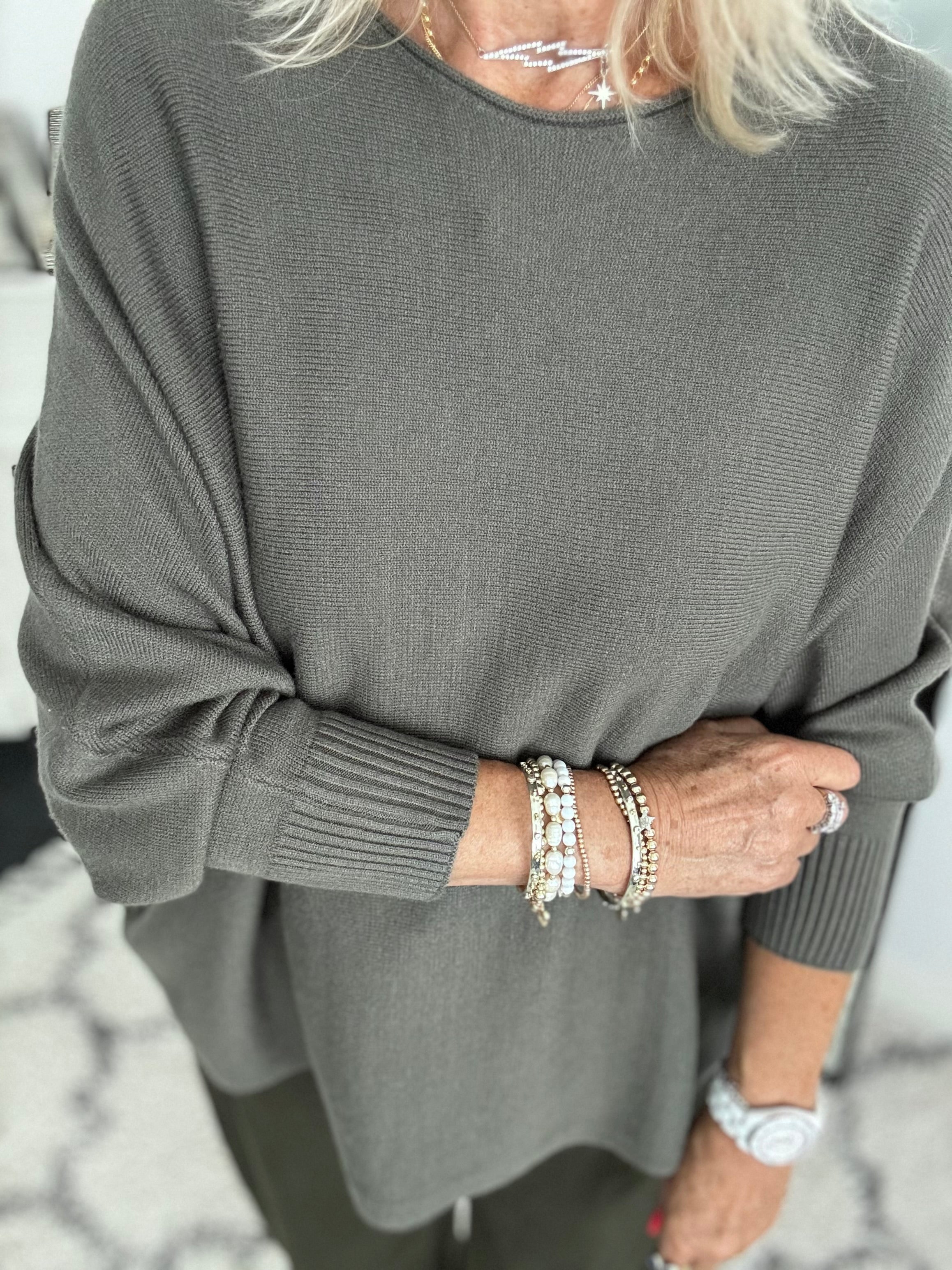 Soft Batwing Knit in Khaki