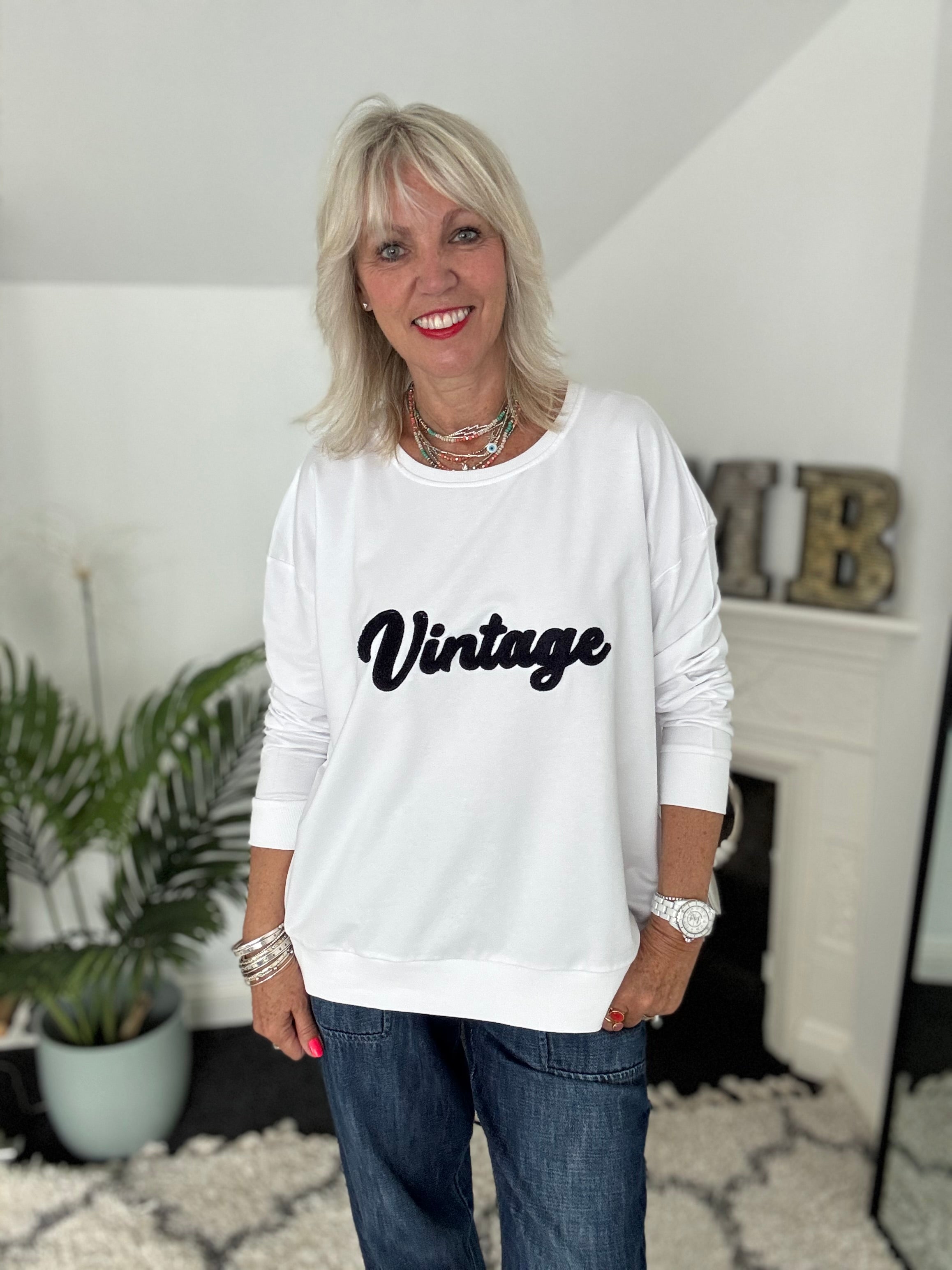 Vintage Zipped Sweatshirt in White