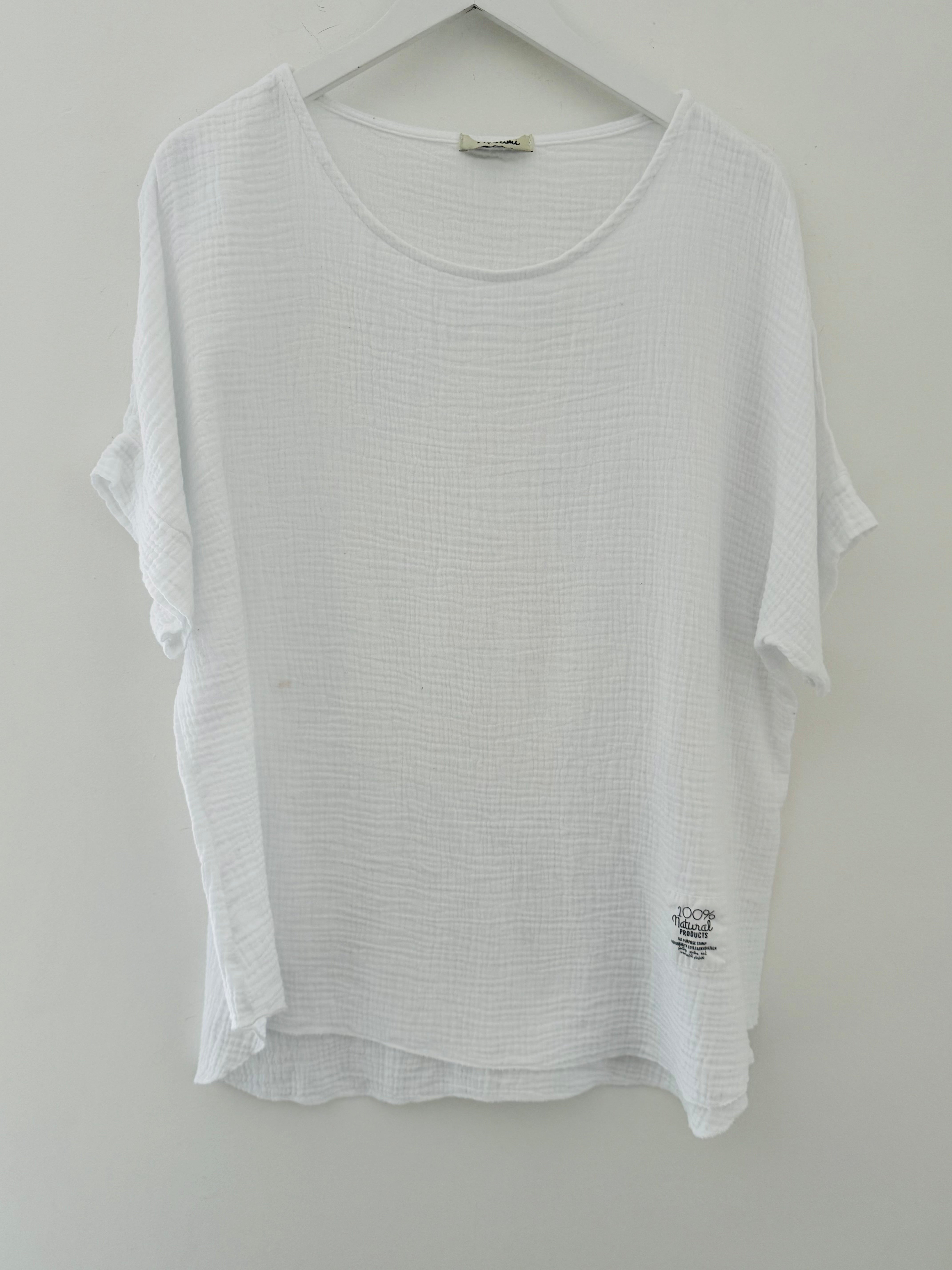 Simple Cheesecloth Top in White