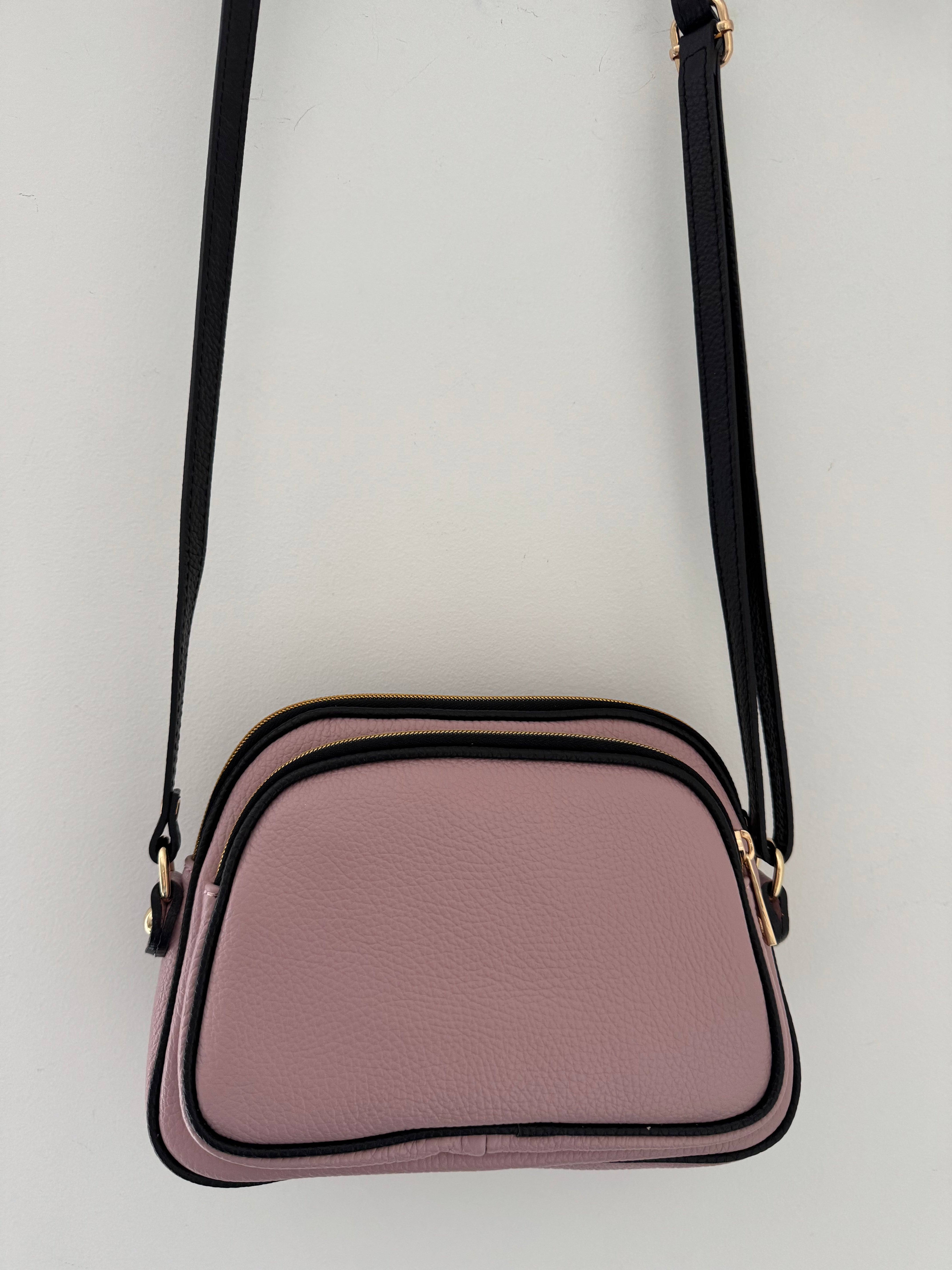 Leather Crossbody Bag in Soft Pink