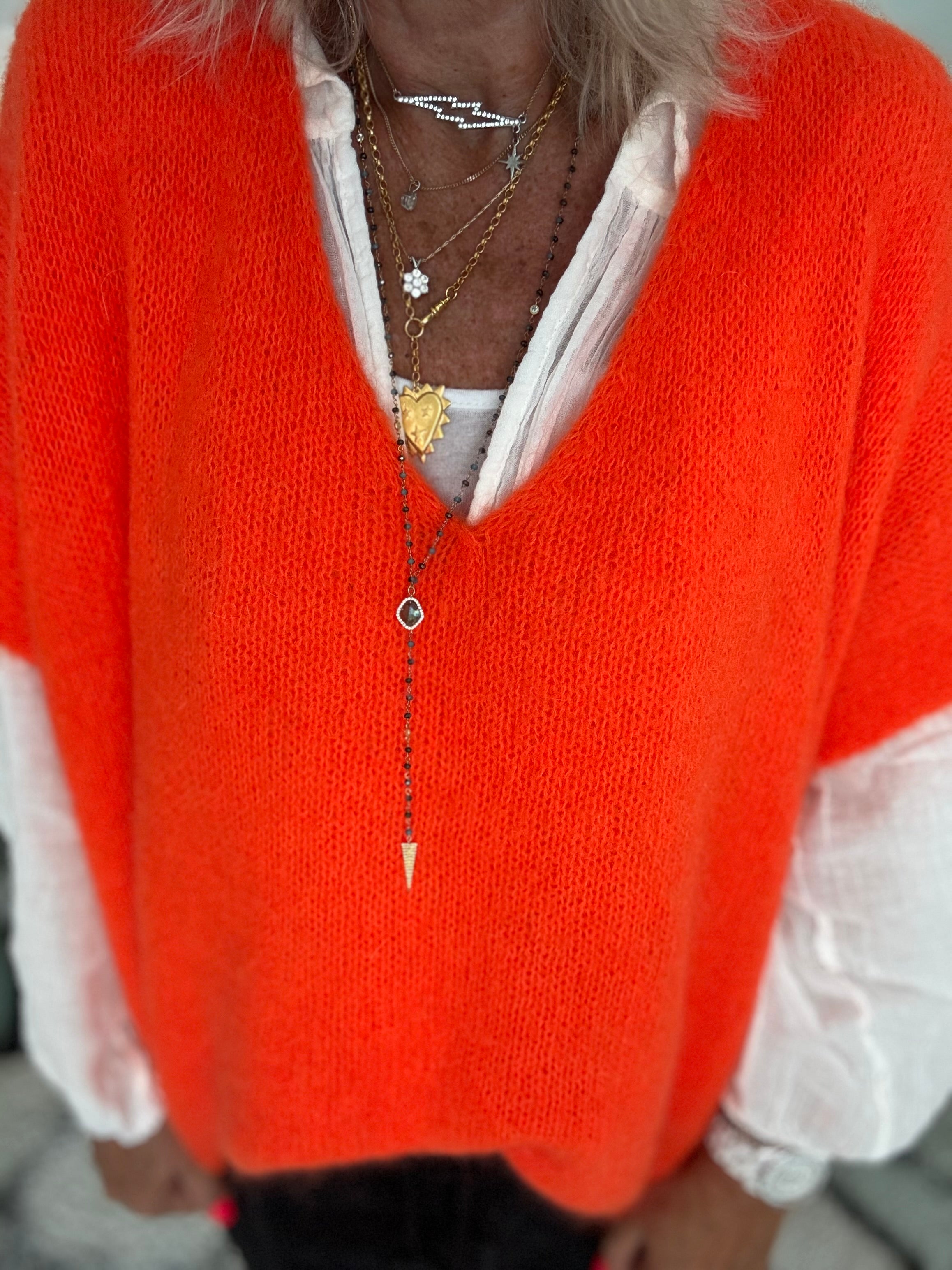 Mohair V Neck Tank in Orange